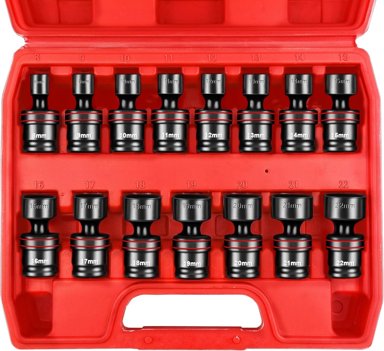 Heavy-Duty 15-Piece 3/8″ Universal Joint Socket Set – Easy Storage Case Included