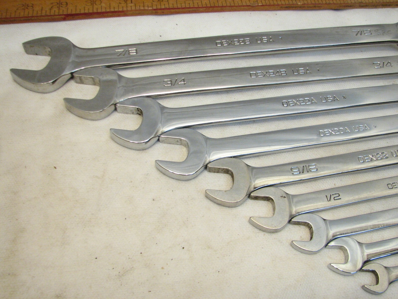 Set 9 Snap-On Combination OEX SAE Wrenches 5/16 – 7/8″ OEXA OEXB Open Box End