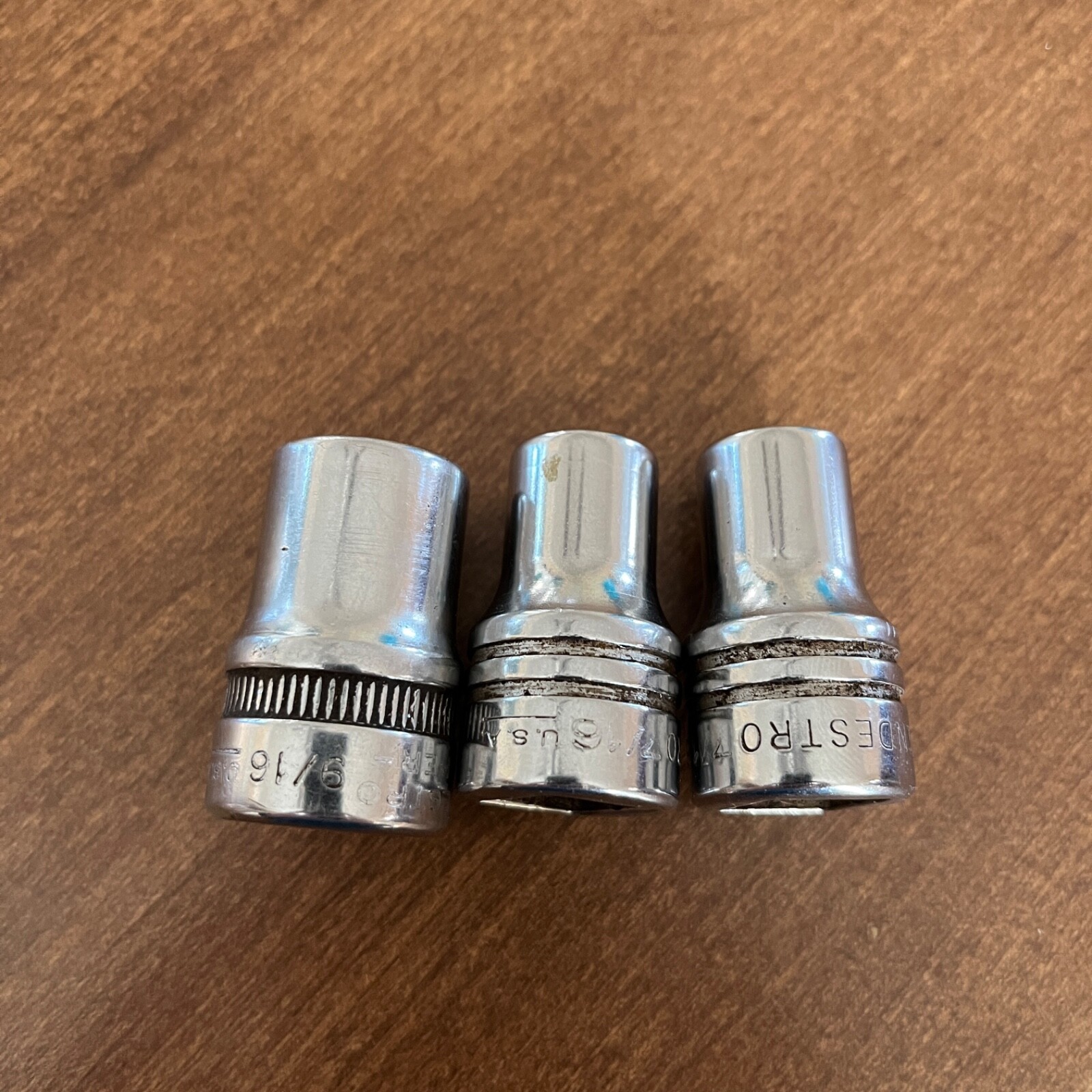 Indestro Super 9/16″ & 7/16” Shallow Chrome Socket 1/2″ Drive 1218 set of 3