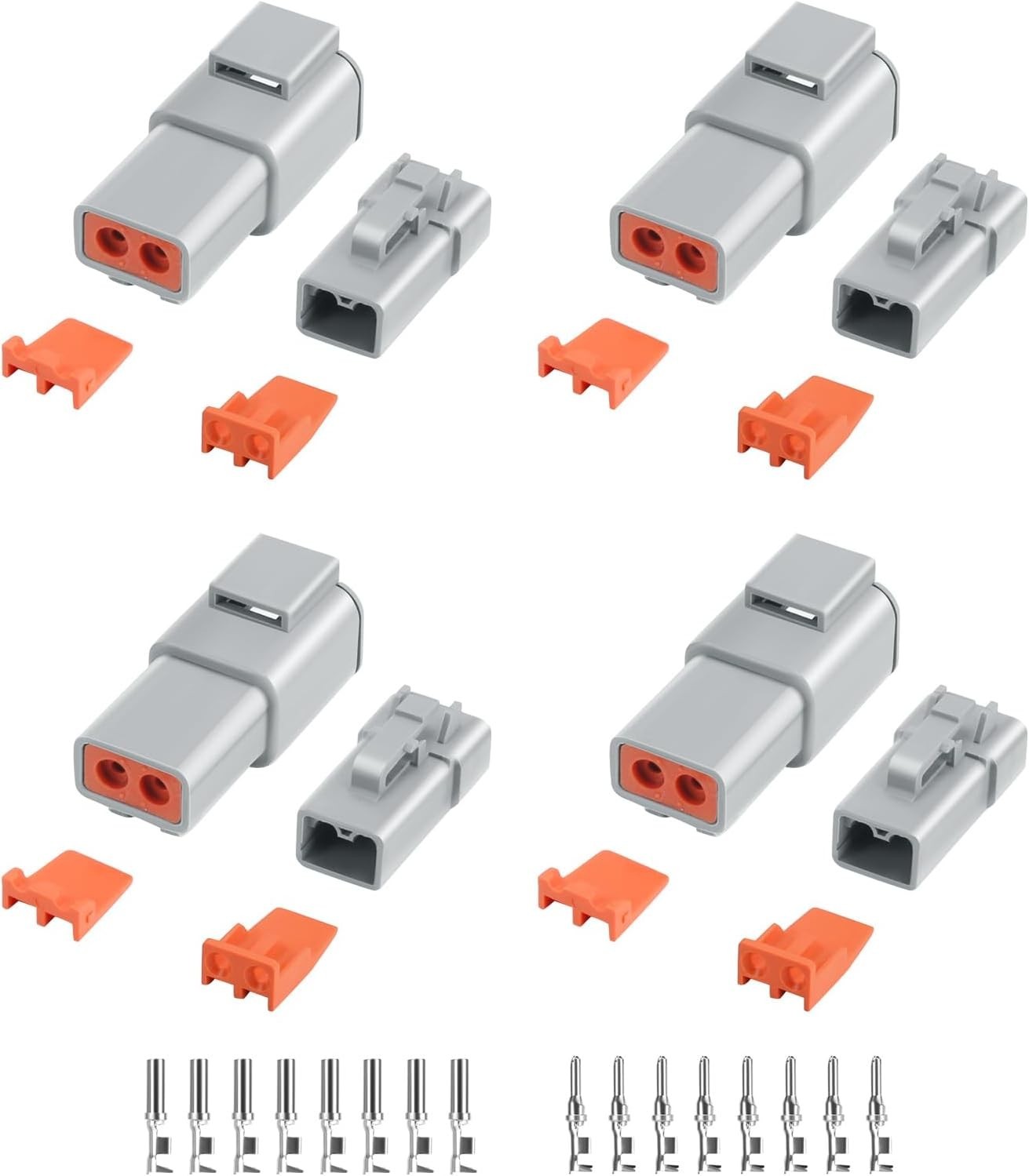 32 PCS Deutsch DTP Connector Kit 2 Pin Automotive Waterproof 2Pin-4 Set