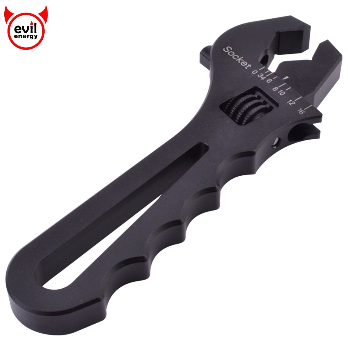 AN Hose Fitting Wrench Spanner Lightweight Adjustable Aluminum 3AN-16AN Black