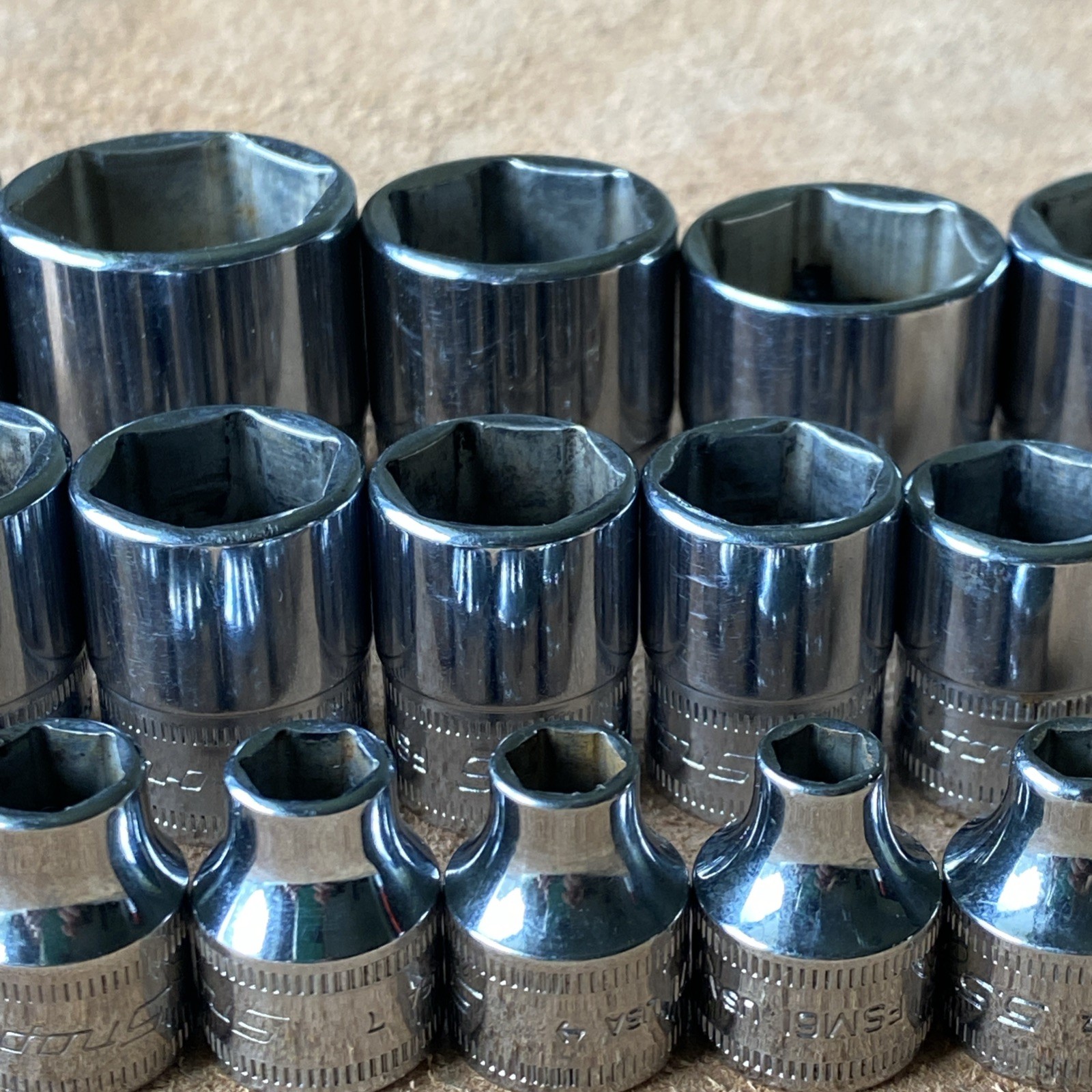 Snap-on 22Pc Metric 3/8 Drive Shallow FSM Socket Set 5.5mm-26mm 6Pt Minty