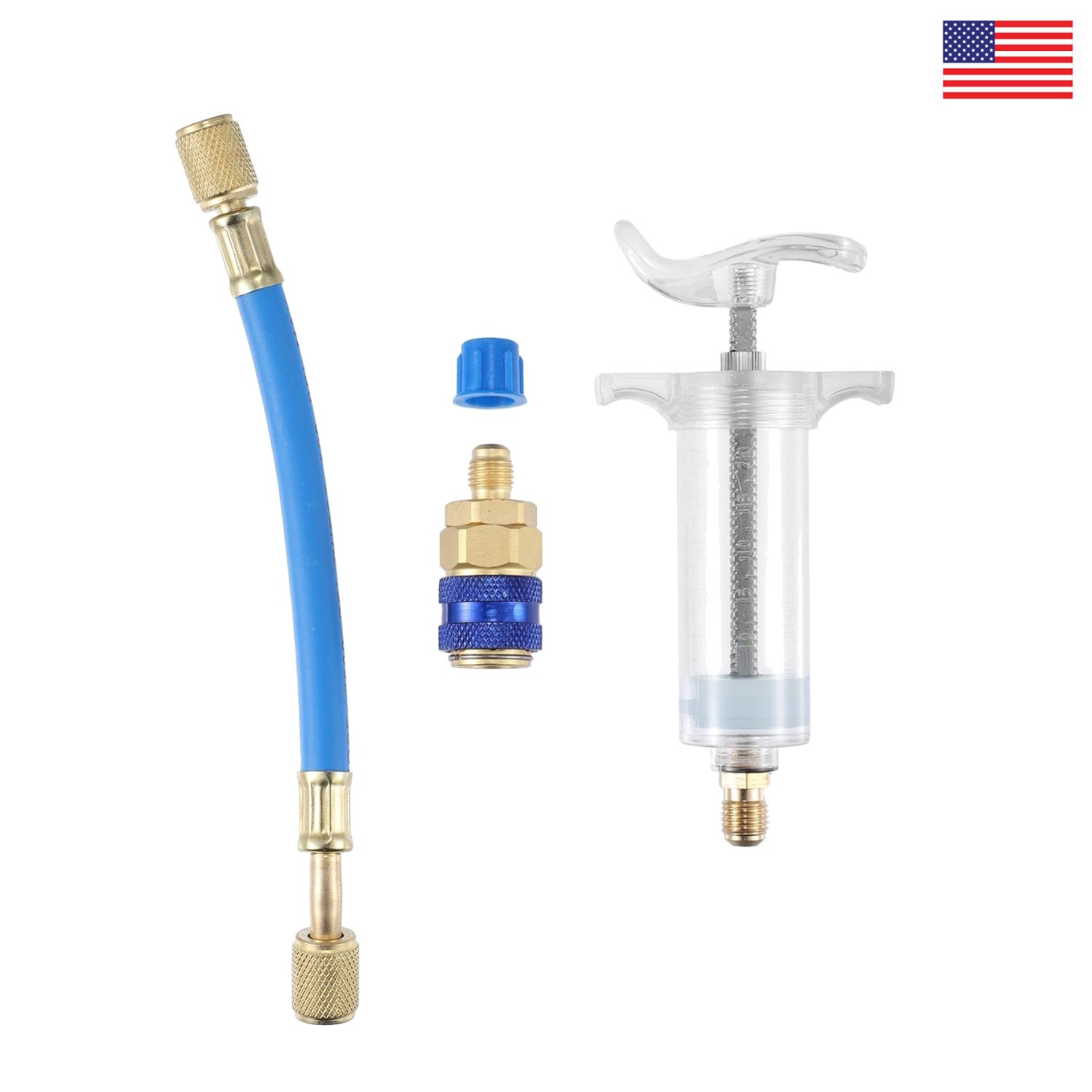 AC Oil & Dye Injector Tool 30ml with 1/4 SAE Connector for Fast Leak Detection