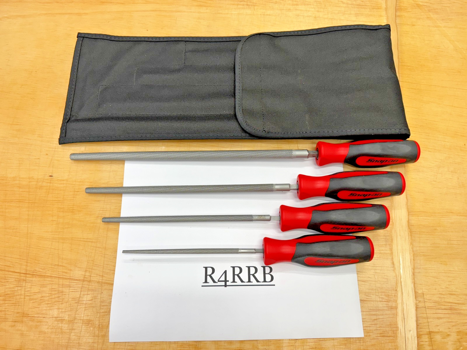 Snap-on Tools USA NEW RED 4 Piece Soft Grip ROUND File Set SGHBF200A W/ HOLDER