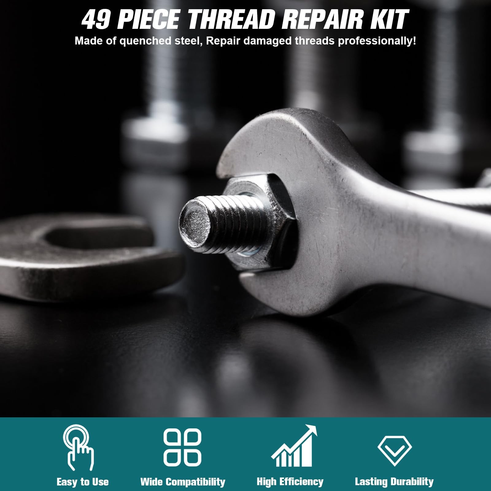 Aikyciu 49-Piece Thread Chaser Set, UNC UNF & Metric & SAE