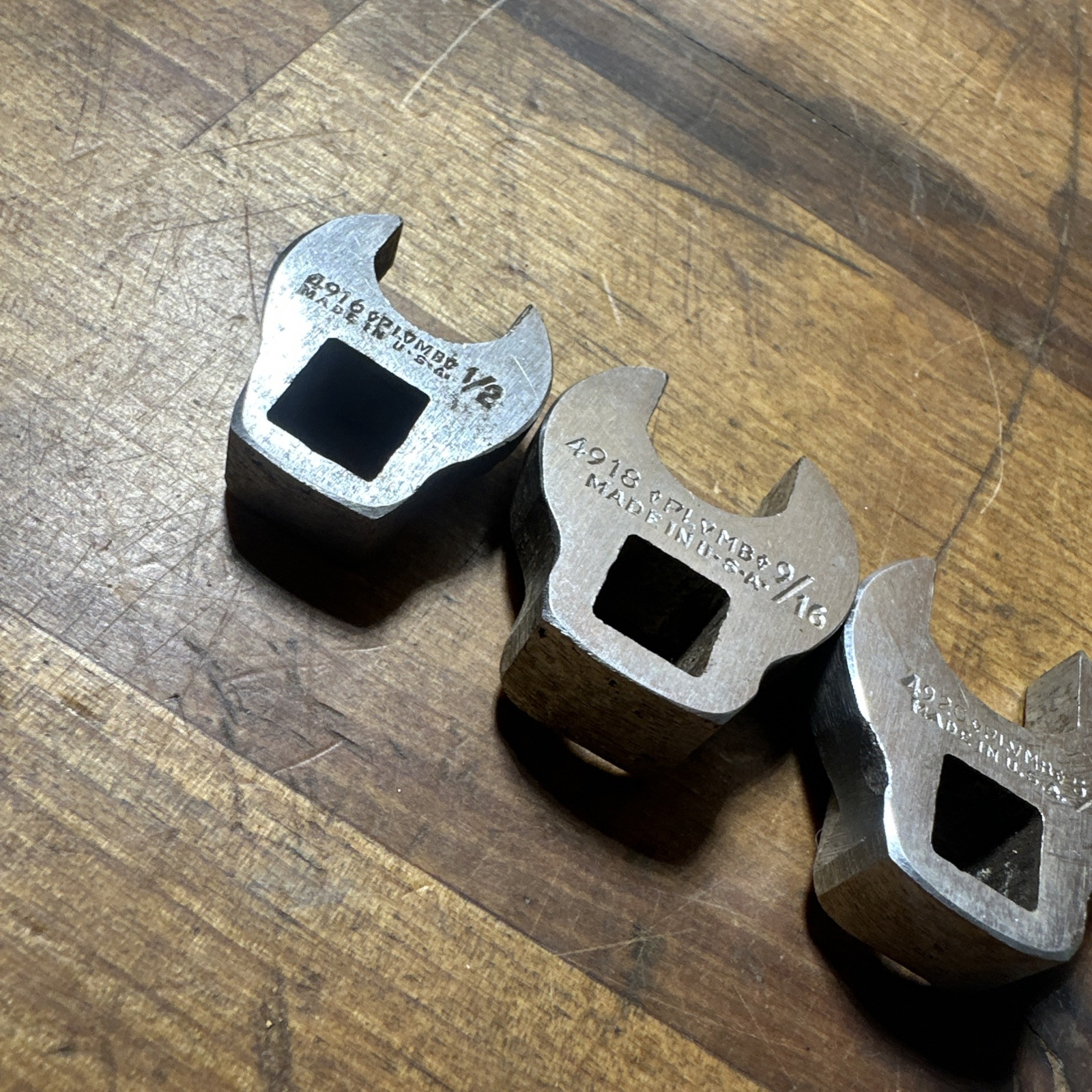Plumb Plomb 3/8 Drive 4pc SAE Open End Crowfoot Socket Wrench Set USA