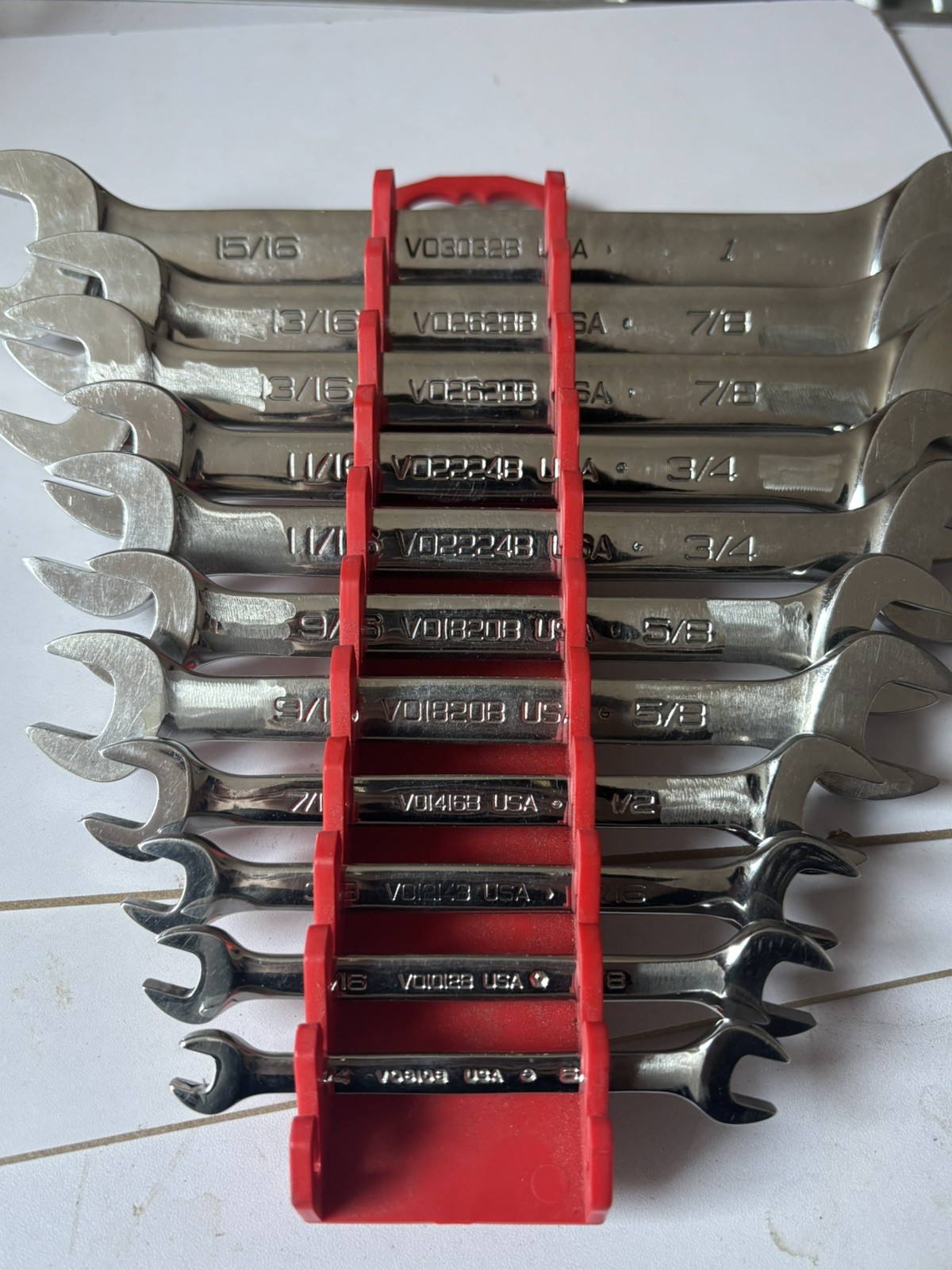 11 pc SAE Four-Way Angle Head Open-End Wrench Set (1/4 – 1 ) *Description*