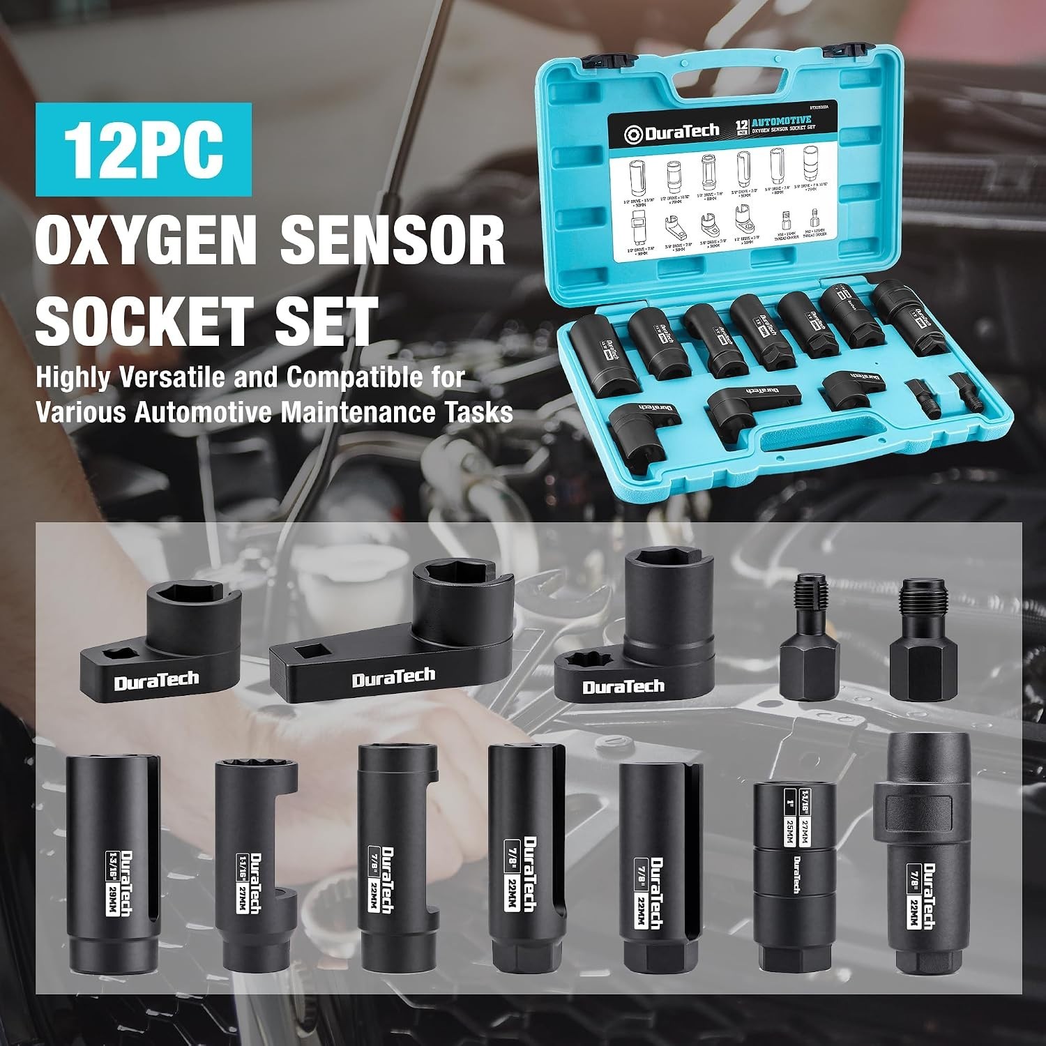 Precision Oxygen Sensor Socket Set with Black Phosphating