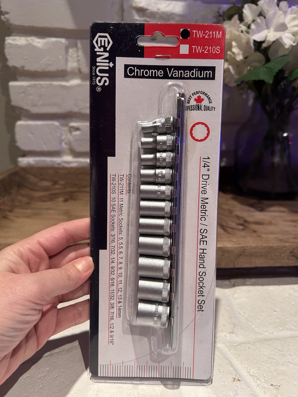 1/4 Drive Metric SAE Hand Socket Set TW-211M 11 Pieces
