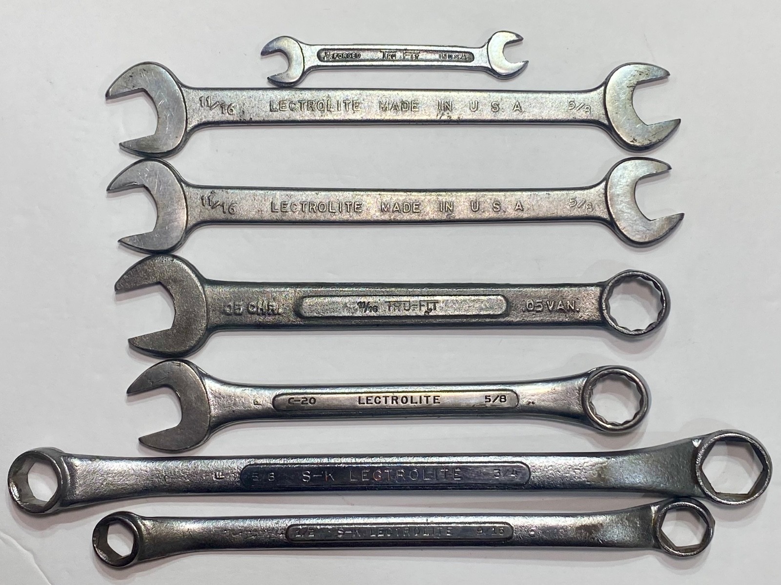 Vintage Lectrolite/SK Lectrolite 7 pc. Wrench Lot, ca. 1930’s-1950’s, USA
