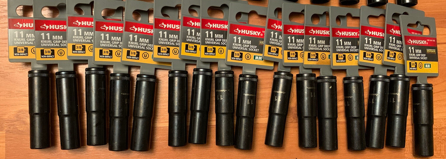 Husky Wholesale Grip Deep Sockets SAE 12mm 15mm 11/16in 5/8in 11mm “Lot Of 123”