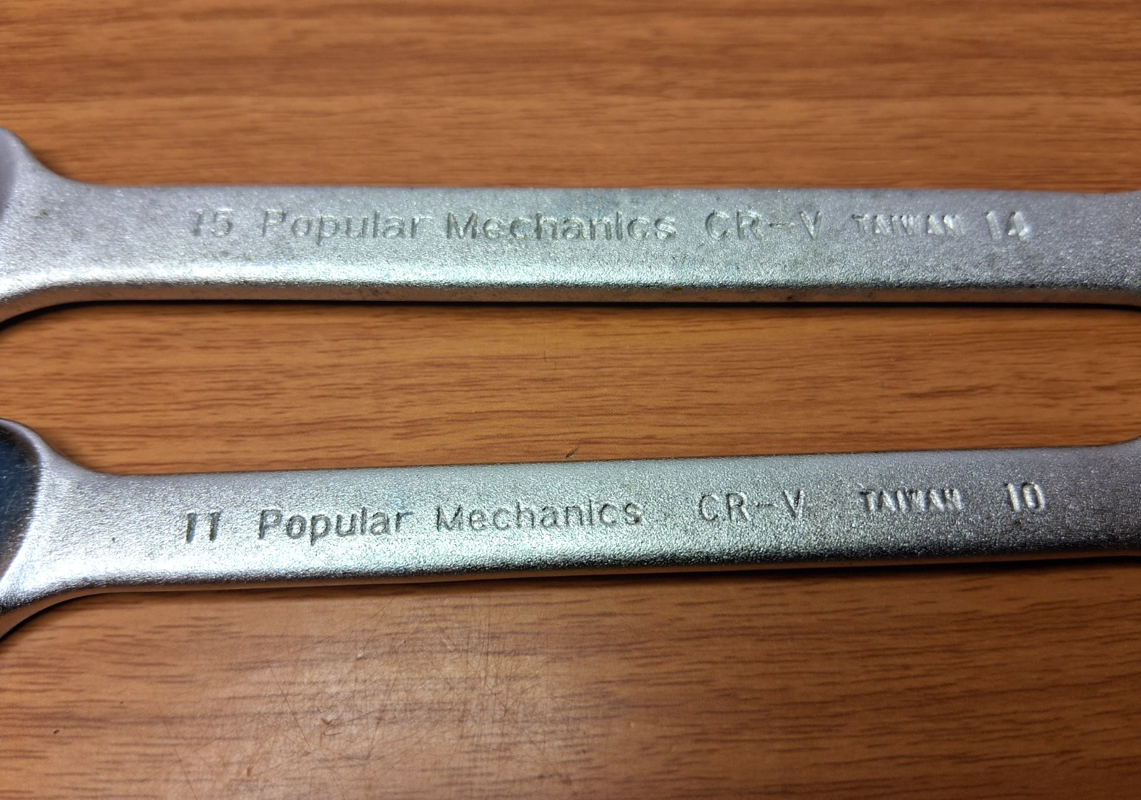 Popular Mechanics METRIC Open End CR-V Wrench Set 10mm, 11mm, 14mm, 15mm