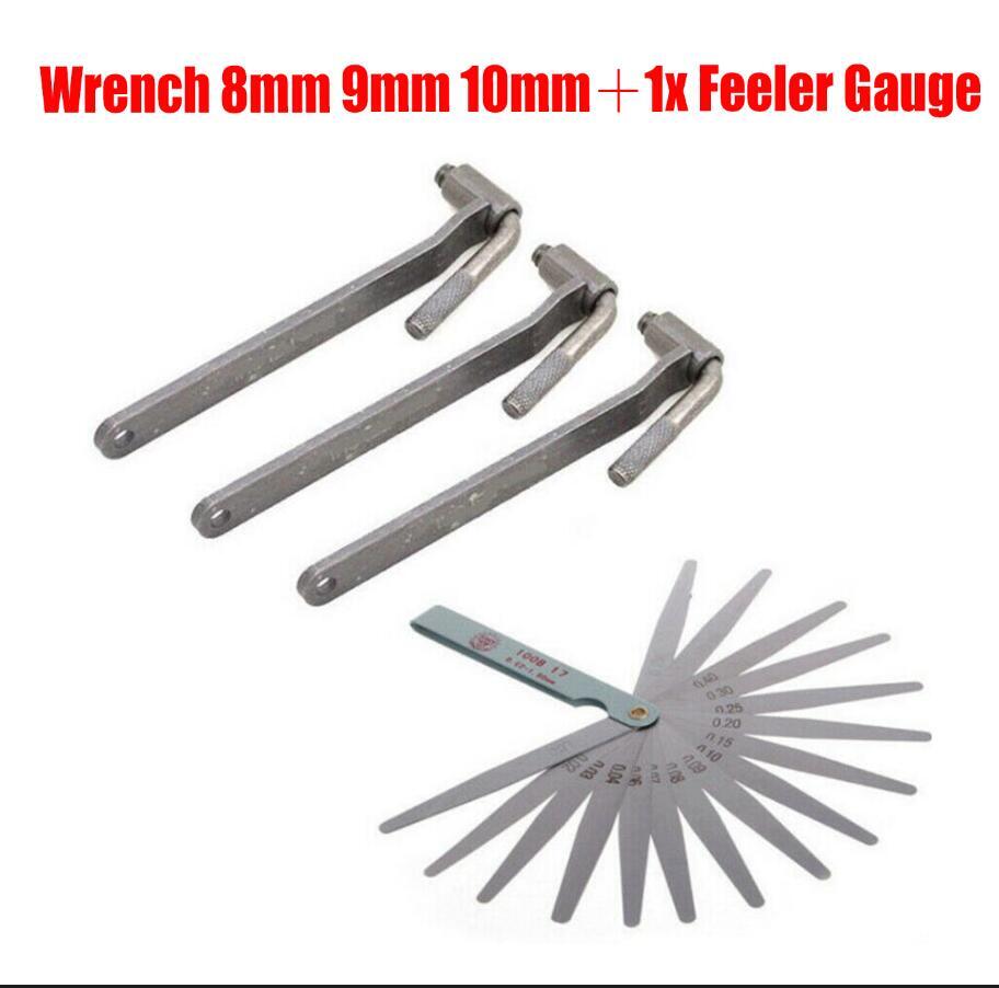 3pcs Motorcycle Engine Valve Screw Adjusting Spanner + 1PCS Feeler Gauge 0.02-1
