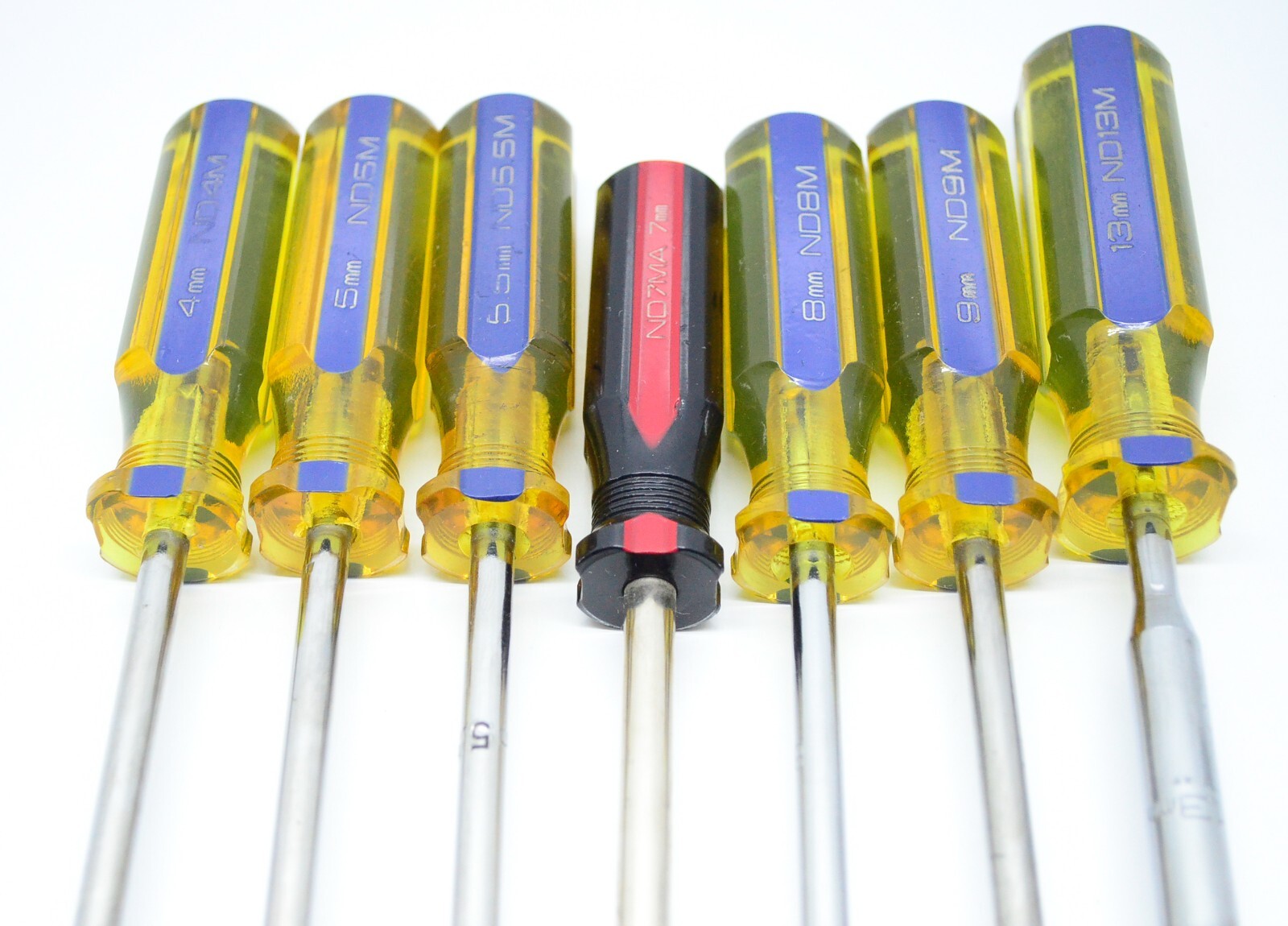 7 MATCO Metric Nut Drivers 4mm 5mm 5.5mm 7mm 8mm 9mm 13mm ND13M Clear Yellow