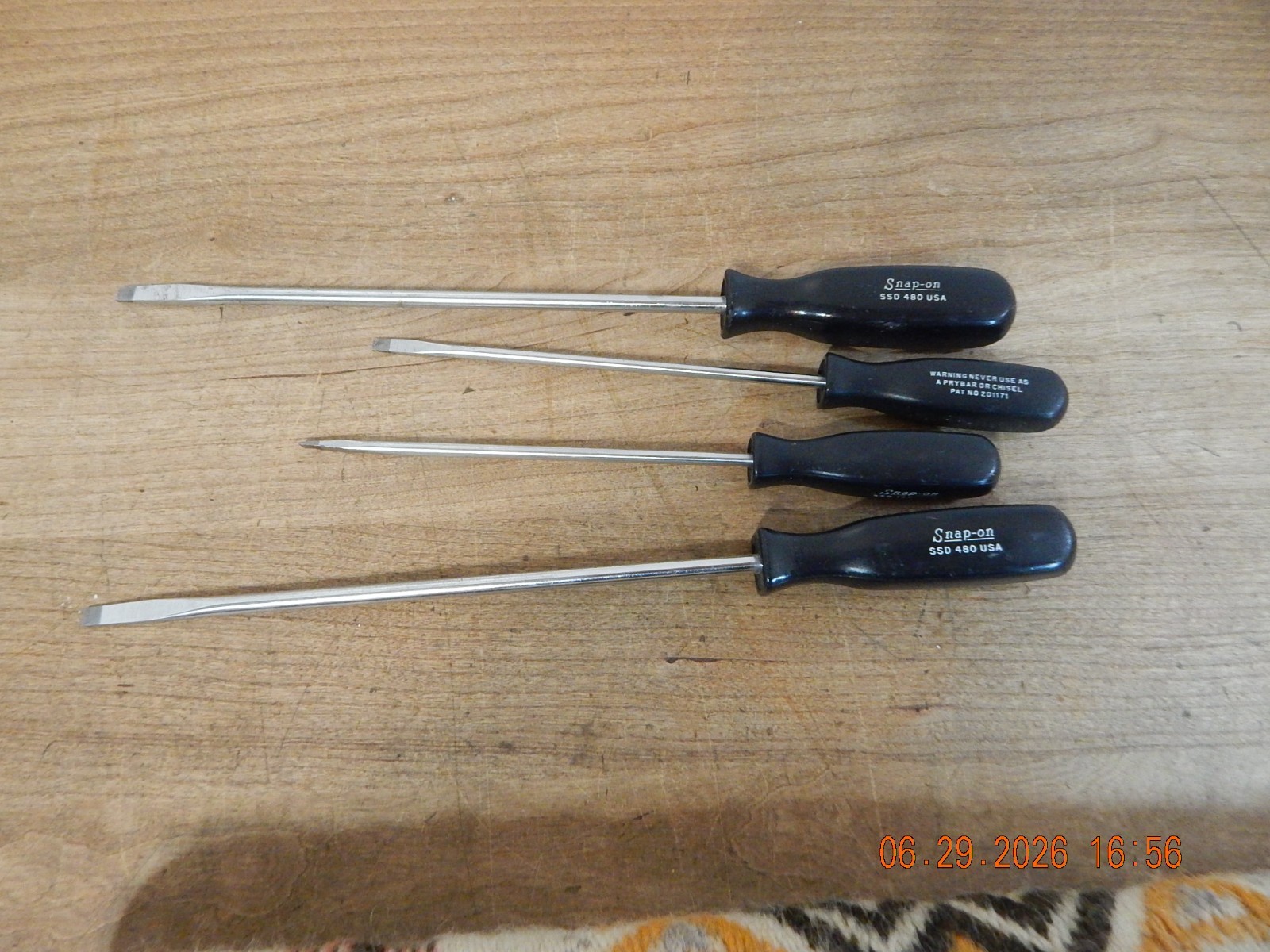 Snap-on Tools Slotted Screwdriver SSD 480 SSD146 USA Black Lot of 4