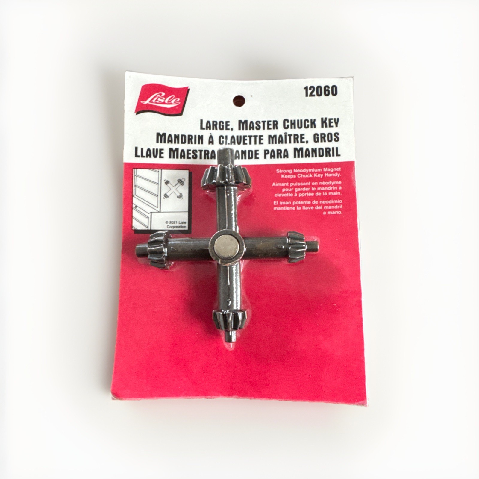 Lisle 12060 Large Master Magnetic Chuck Key with 4 Sizes
