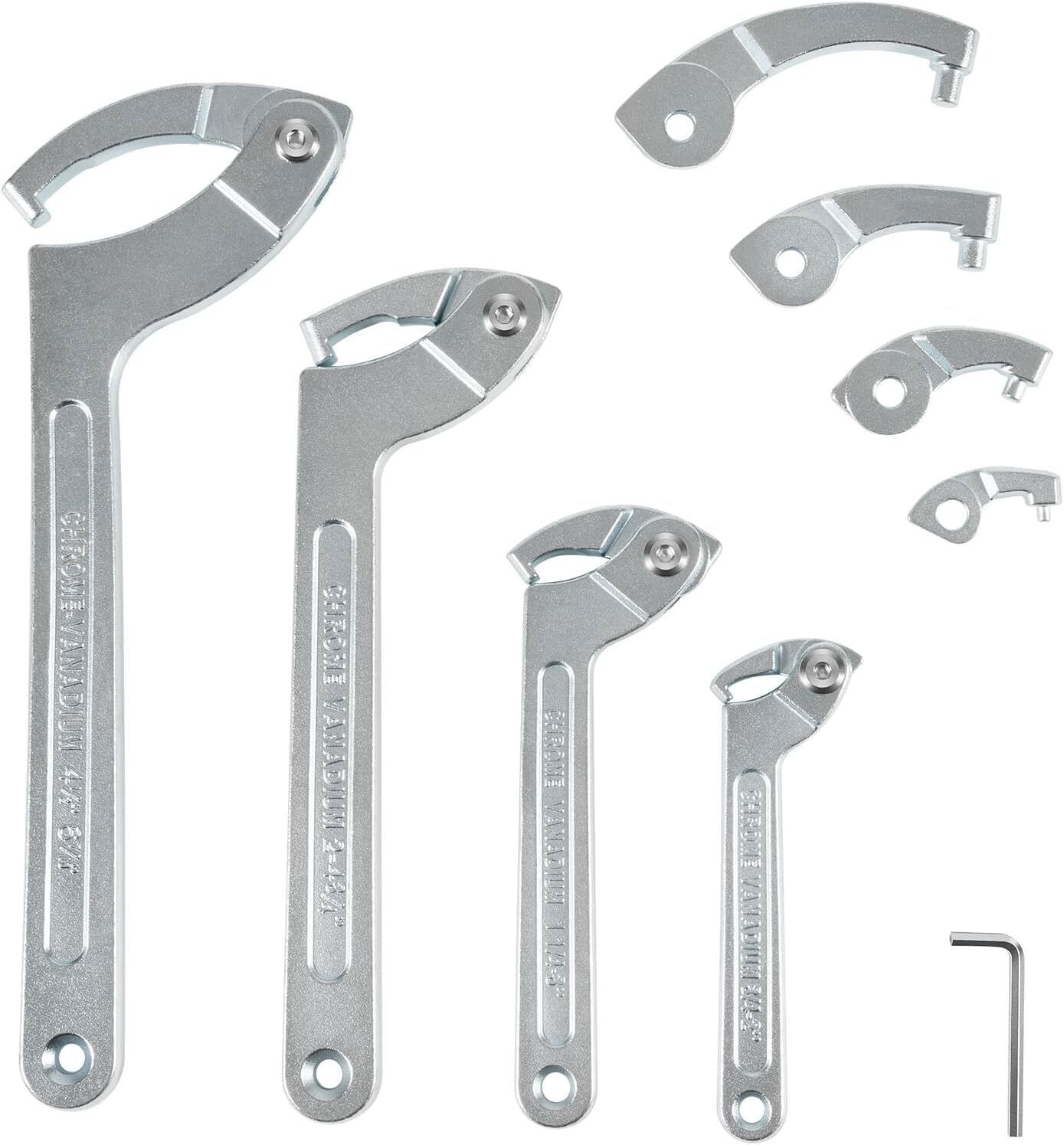 8 Pack Adjustable Hook C Pin Spanner Wrench Tool Set Nut Wrench 3/4″ to 6-1/10″