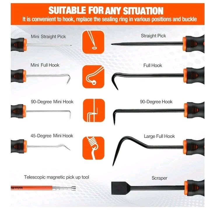 ValueMax 10-Piece Precision Hook and Pick Set with Scraper, Magnetic Telescoping