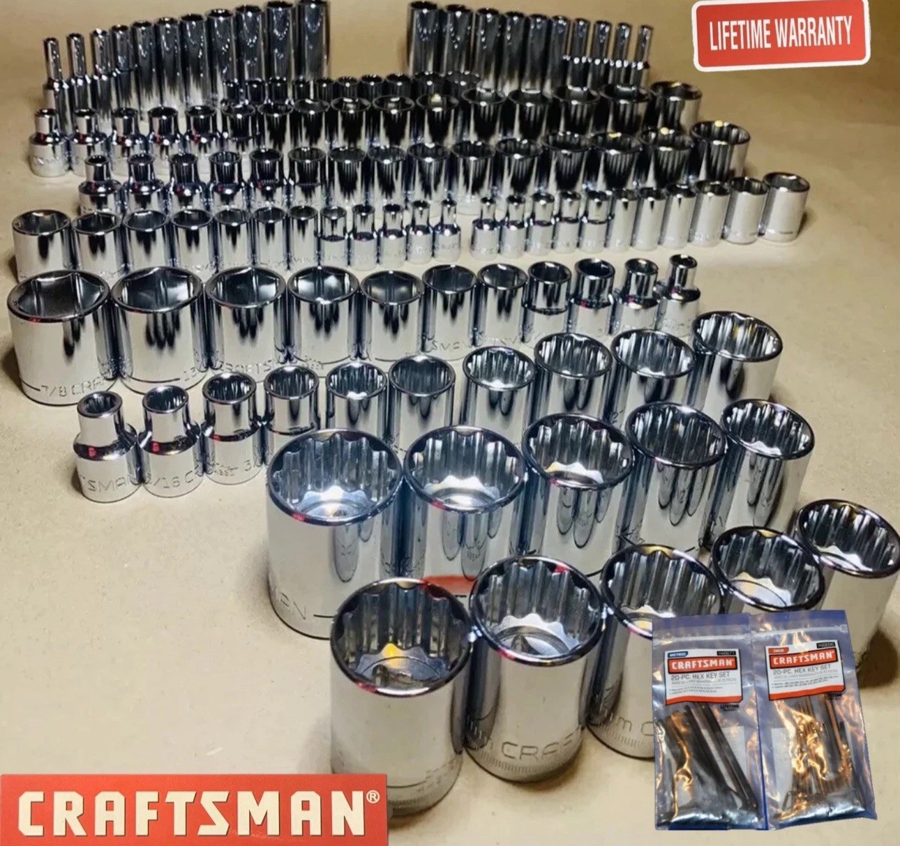 CRAFTSMAN 156 pc 1/4 3/8 1/2 Dr SAE METRIC MM 6pt 12pt wrench socket set 164 118