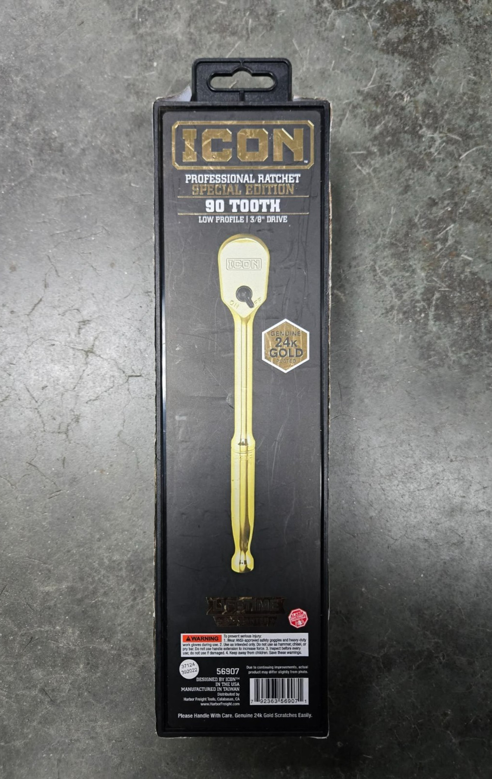 ICON Special Edition 3/8″ Drive 24K Gold Plated Professional Ratchet 90 Tooth