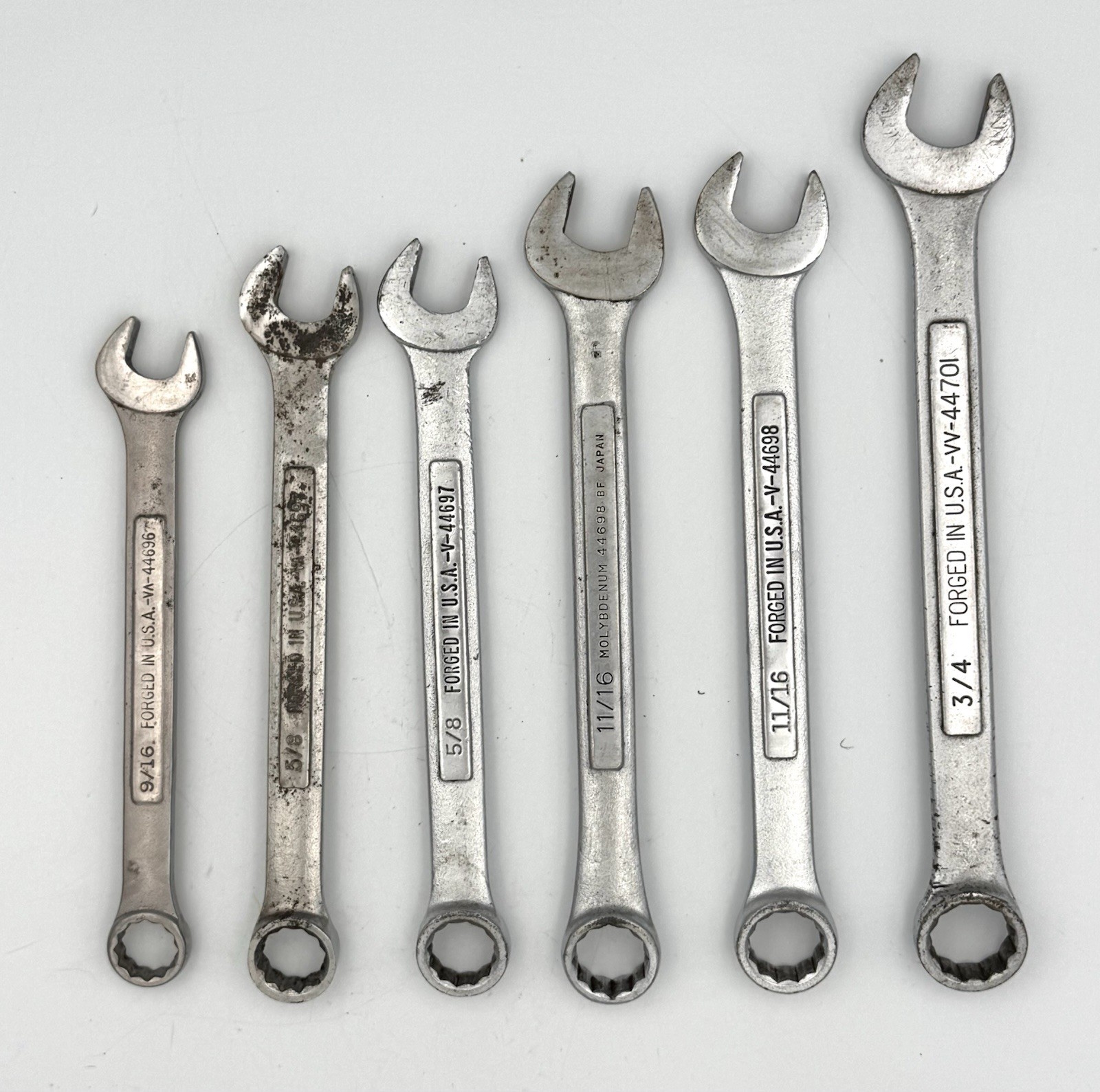 Craftsman USA Combination Wrench Lot 6 Pc SAE 9/16 5/8 11/16 3/4 Raised Panel