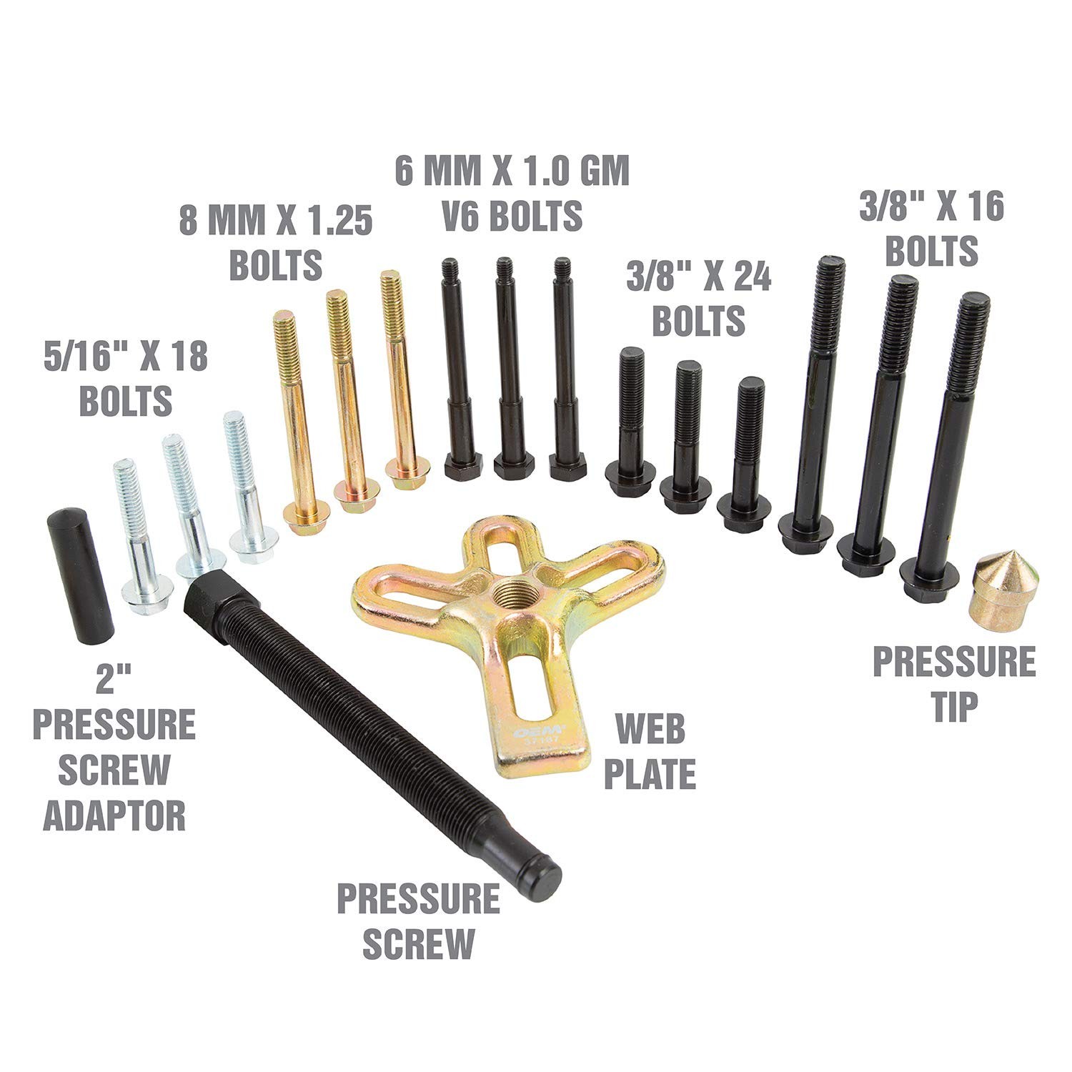 OEMTOOLS 37187 Harmonic Balancer Puller Kit, Removes One Size, Multi