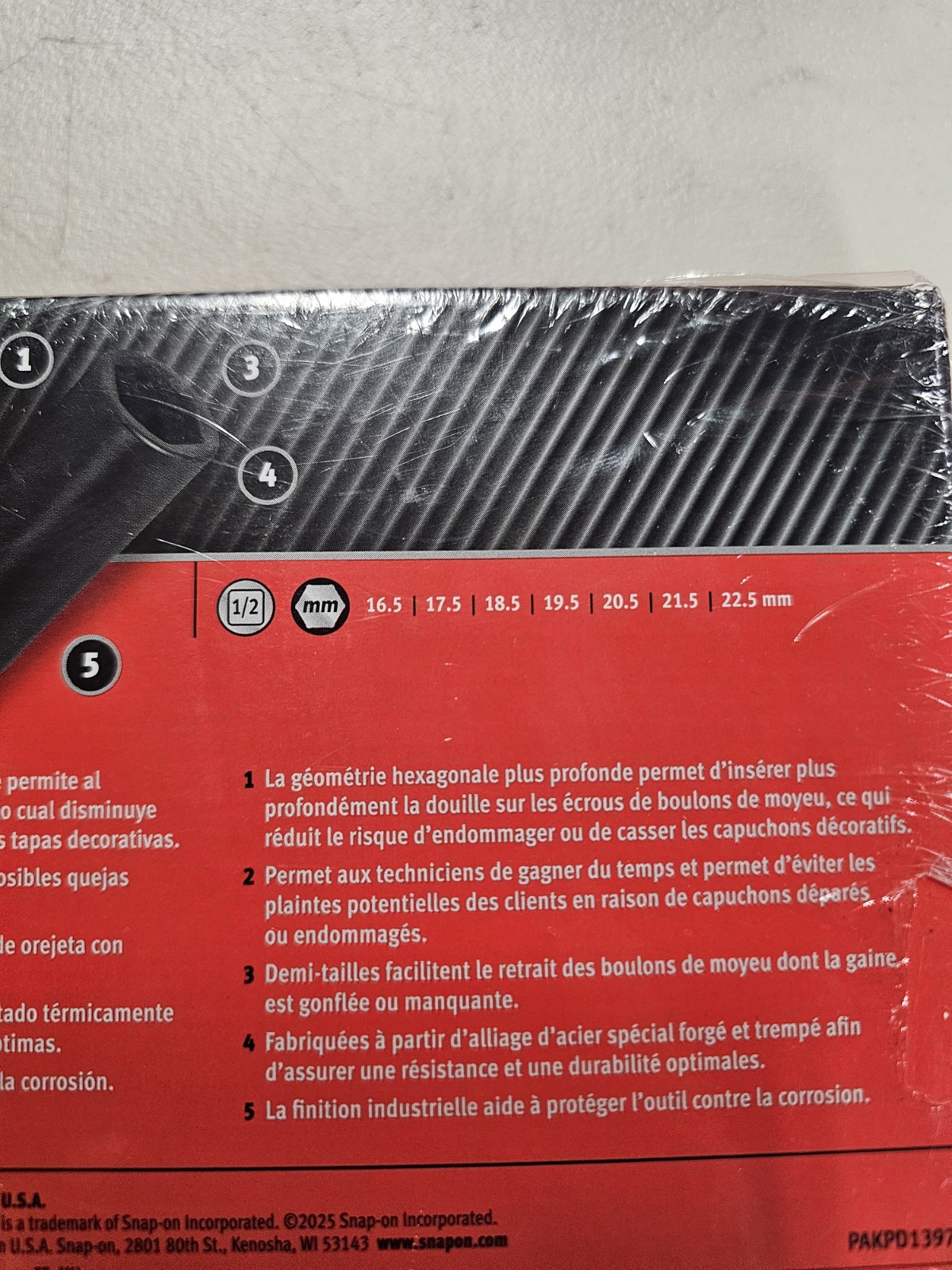 Snap On 307LSDM 7pc 1/2 Drive Increase Hex Depth Lug Nut Socket Set Half/size