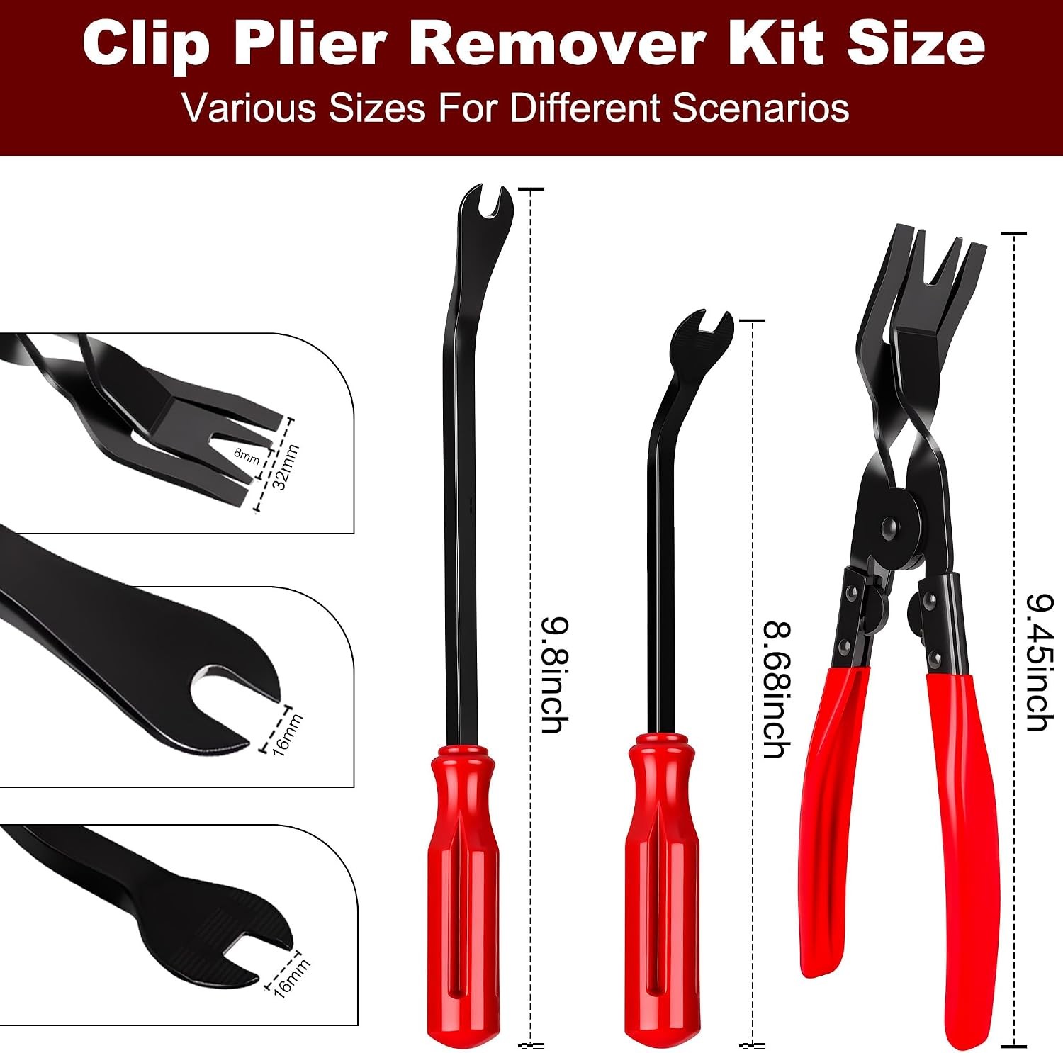 8 Pcs Auto Trim Removal Tool Kit with Non-Scratch Plastic Pry and Fastener Clip