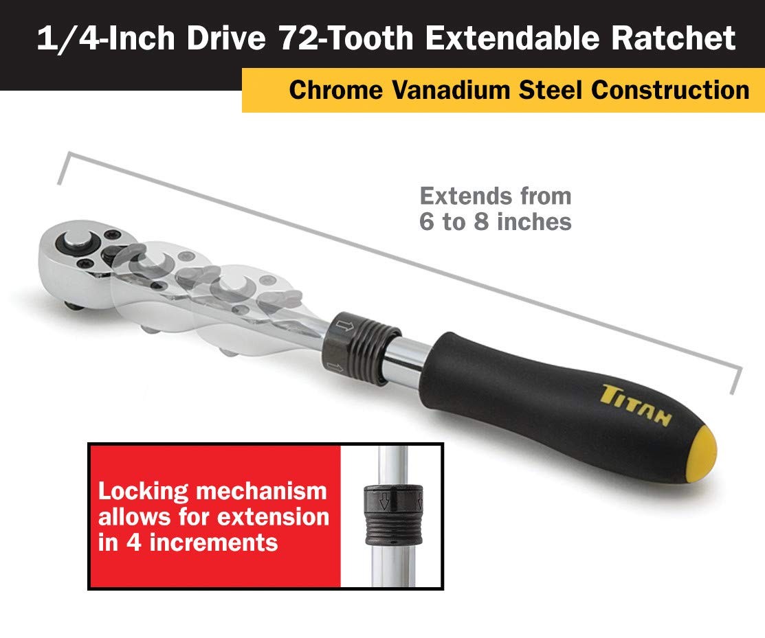 Titan Tools 1/4 in. Drive Extendable Ratchet (12075)