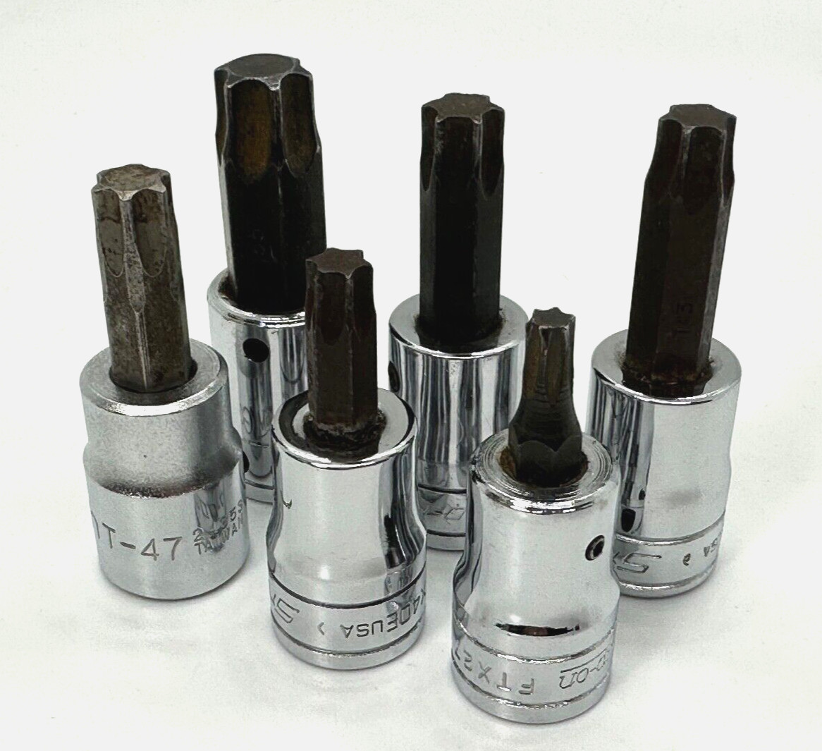 SNAP ON Tools USA TORX Tip Set T27 – T55 3/8″ Drive Socket Bit Driver Lot Star