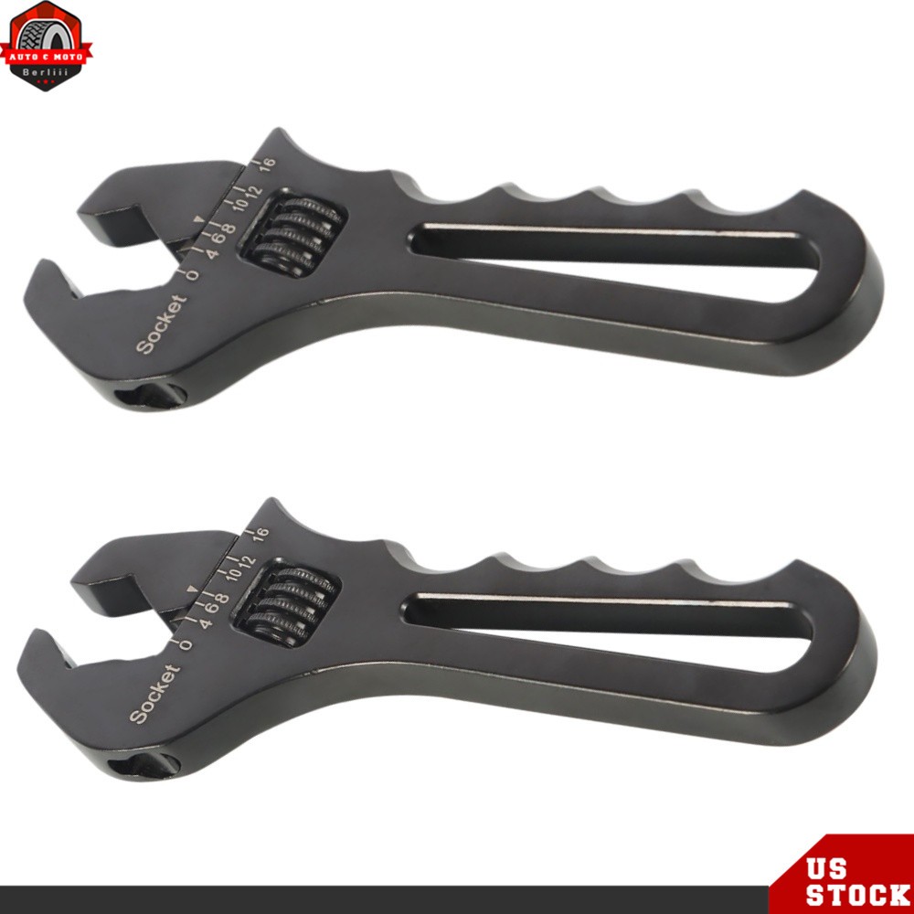 Pair 3AN-16AN Adjustable Wrench Black Aluminum Tool Spanner For Hose End Fitting