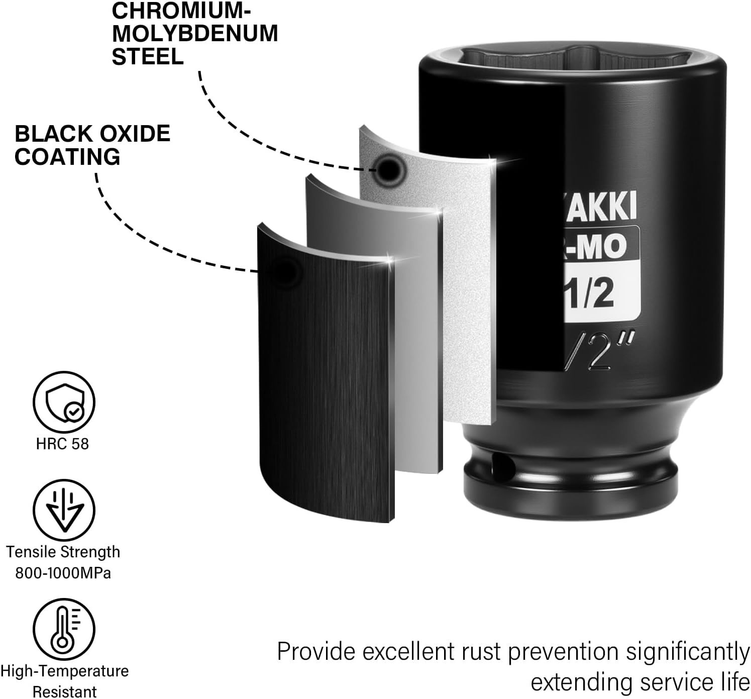 Corrosion-Resistant 1-1/2″ Deep Impact Socket – Professional-Grade Performance
