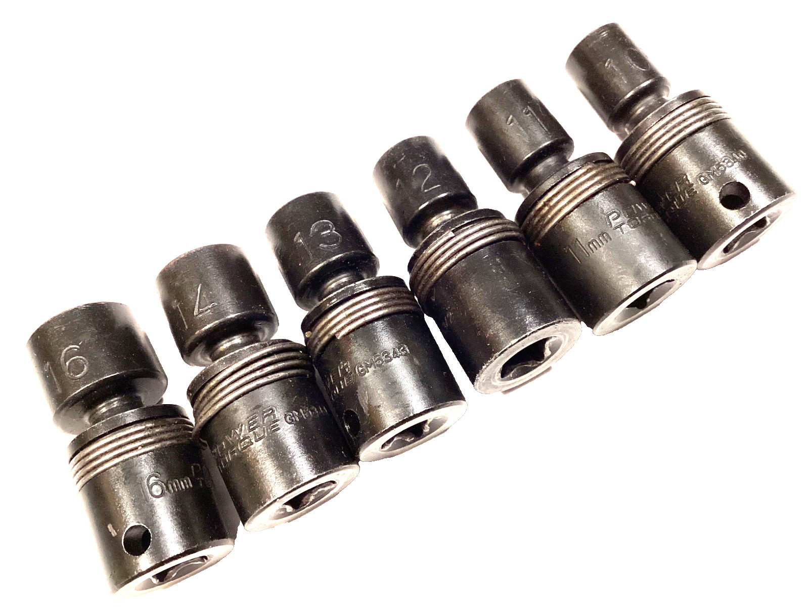 Power Torque 6 Piece Metric 6 Point Shallow Universal Socket Set 10MM-16MM NICE