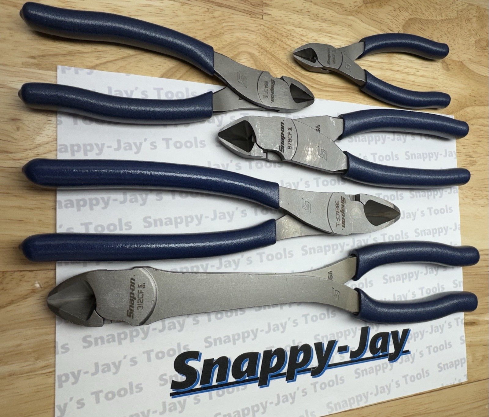 Snap-on Tools USA NEW 5pc POWER BLUE Diagonal Cutter Pliers Set CUTTER5MB