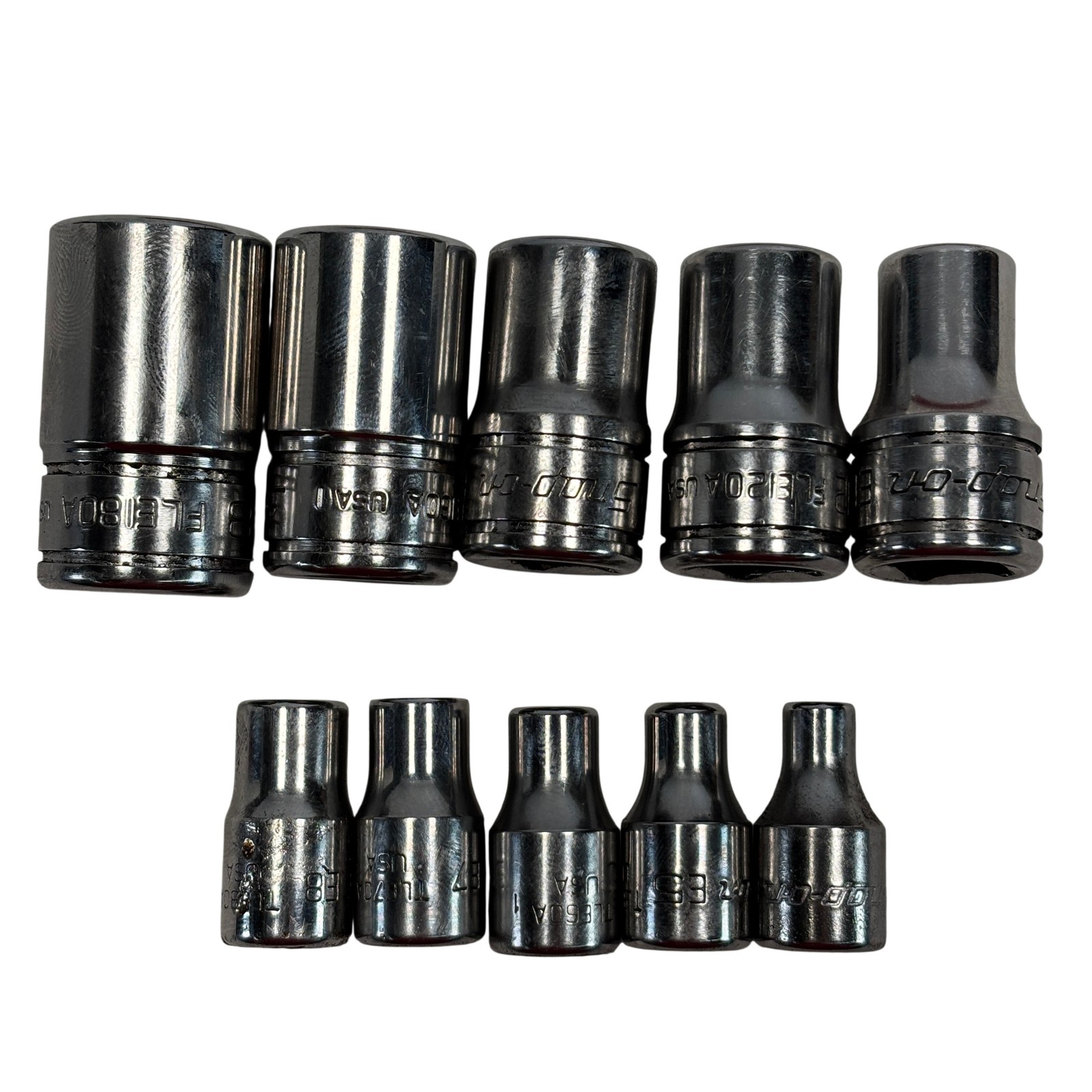 Snap-on 10-Piece Combination 3/8″ / 1/4″ Drive Shallow Socket Set FLE180A