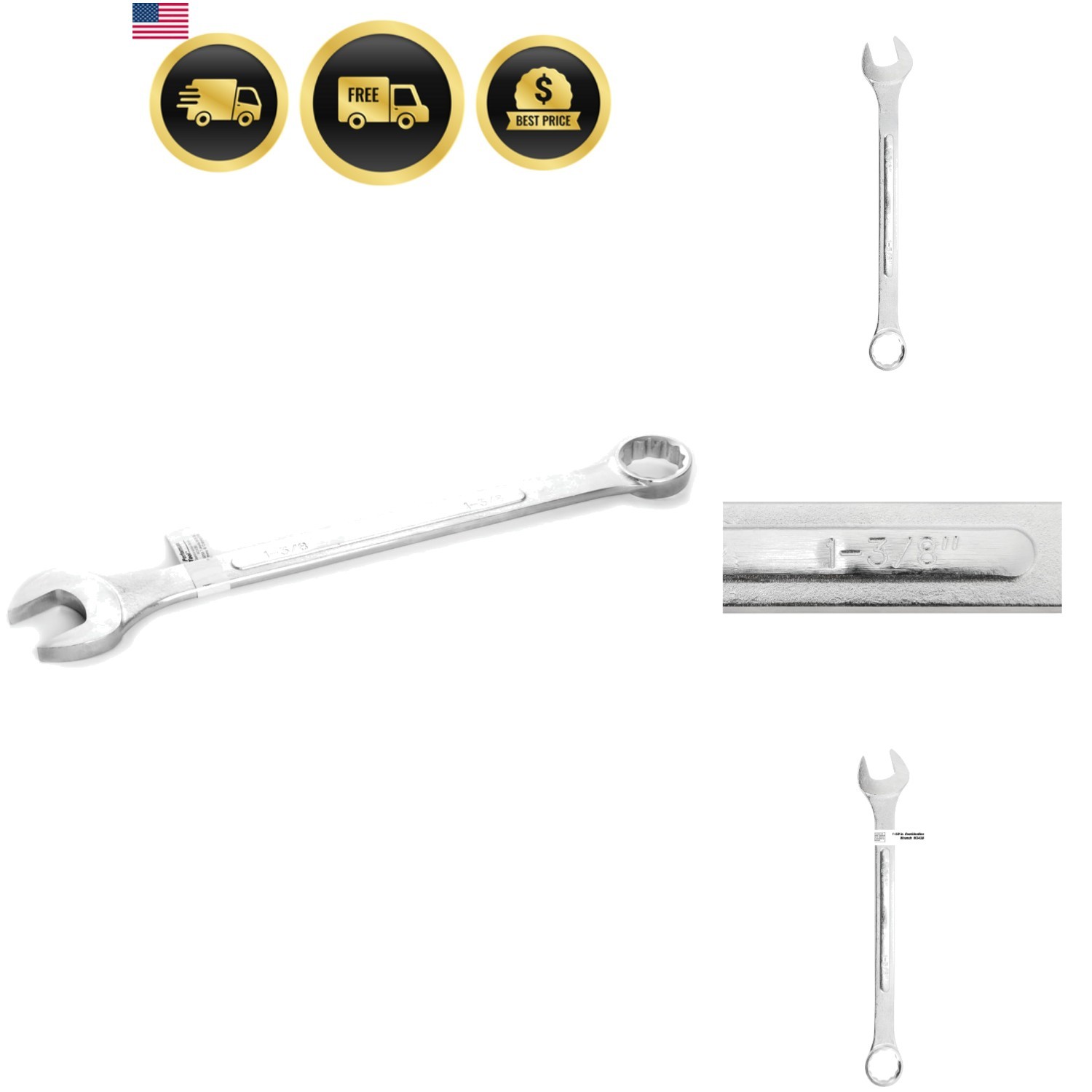 W343B Combo Wrench, Silver, 1-3/8-Inch