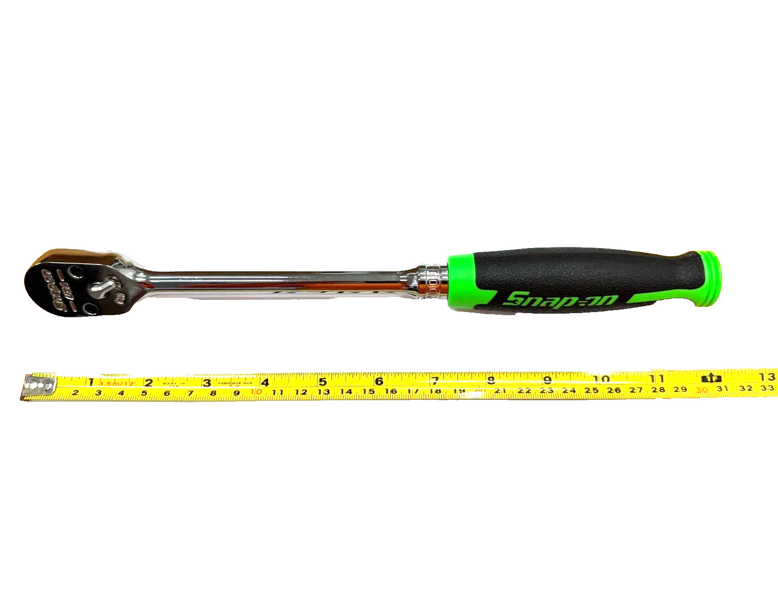 Snap-on Tools 3/8″ Drive 100 Tooth GREEN HARD Grip Long Ratchet FHLD100G USA NEW