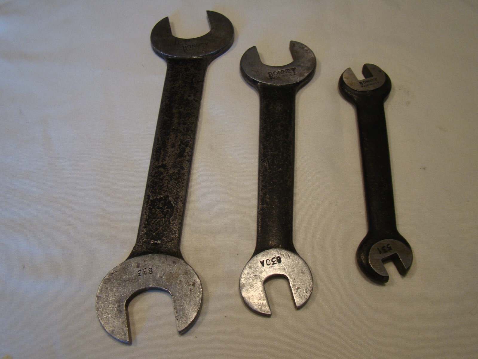 Lot of 3 BONNEY Open End WRENCHES #833, #830A, #531, VERY NICE SHAPE