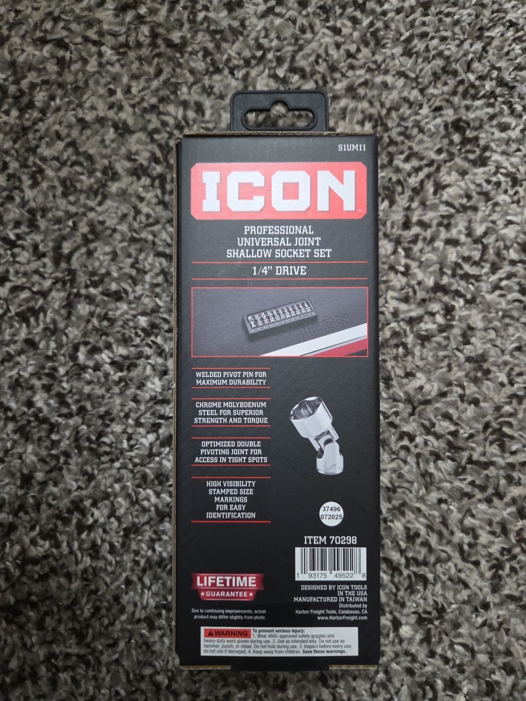 ICON S1UM11 PROFESSIONAL UNIVERSAL JOINT SHALLOW SOCKET SET 1/4″ 11PC
