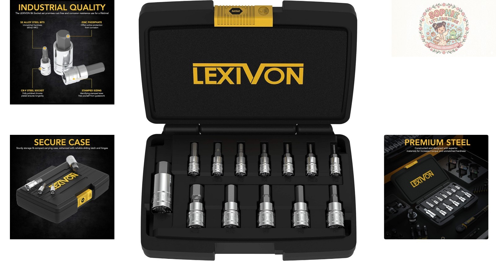 Lexivon 13-Piece HEX Bit Socket Set | Chrome Vanadium & S2 Alloy Steel Quality