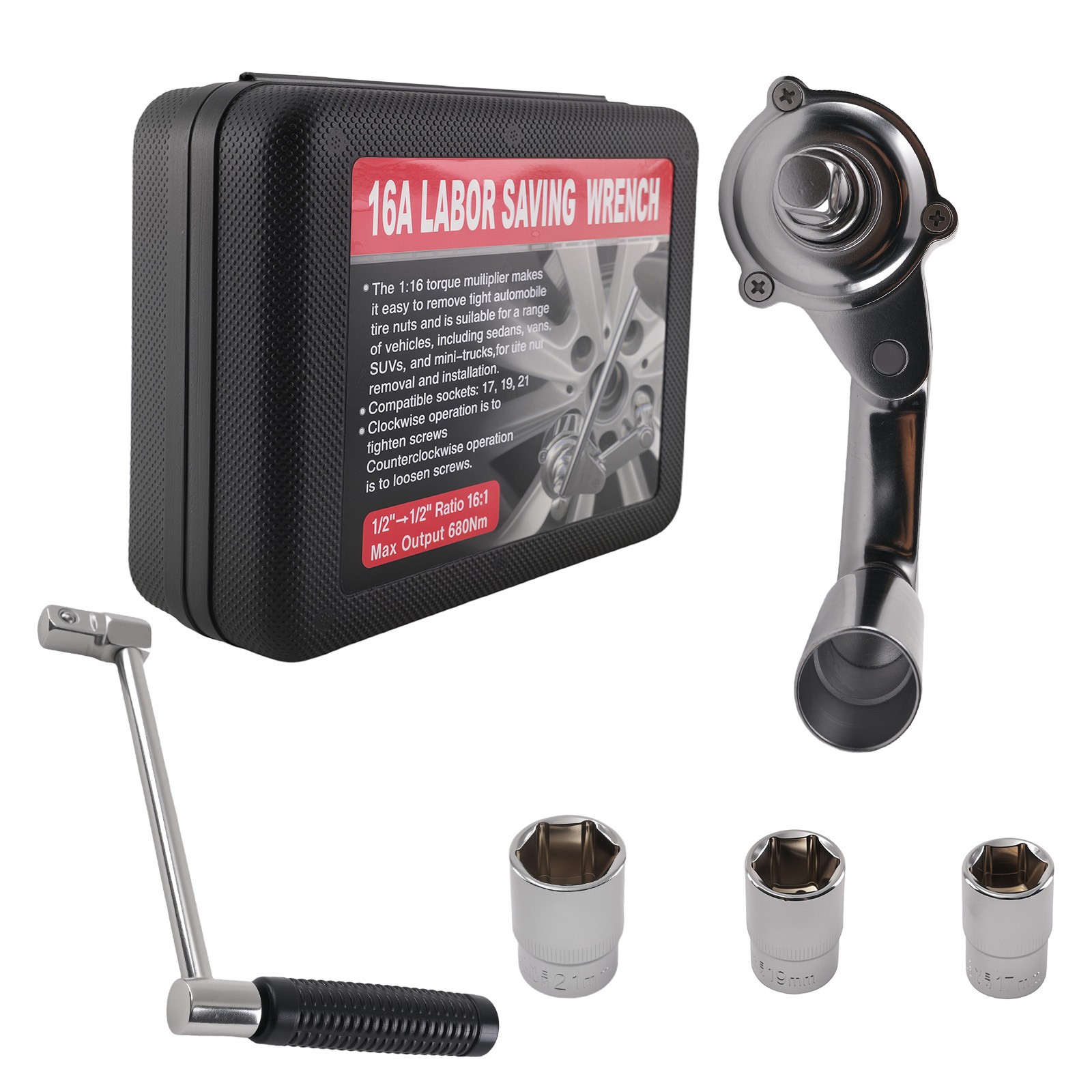 1/2in Torque Multiplier Set 680NM Lugnut Wrench for Honda BMW Toyota Sedan SUV