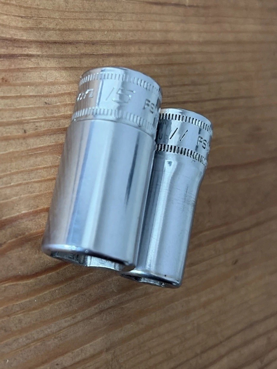 Snap-on Tools USA Drive 11mm & 15mm Chrome Socket FSMS11 & FSMS15 USED CONDITION