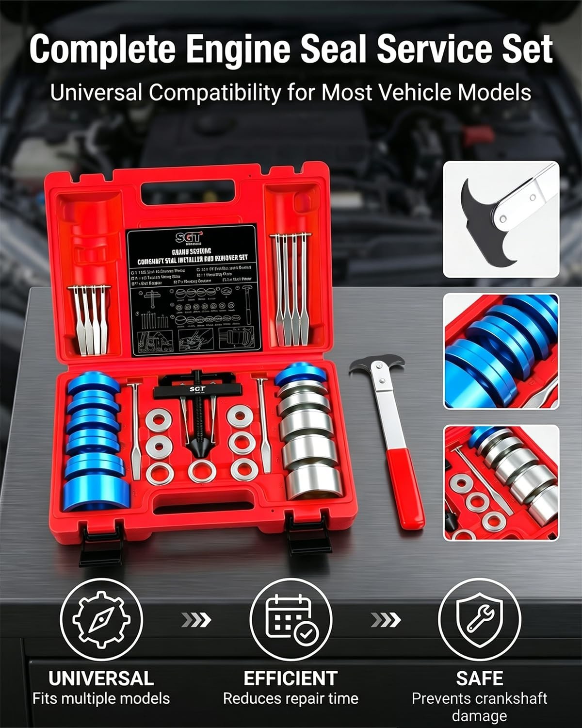 33pcs Crank Bearing & Camshaft Seal Installer Remover Set, Engine Repair Kit