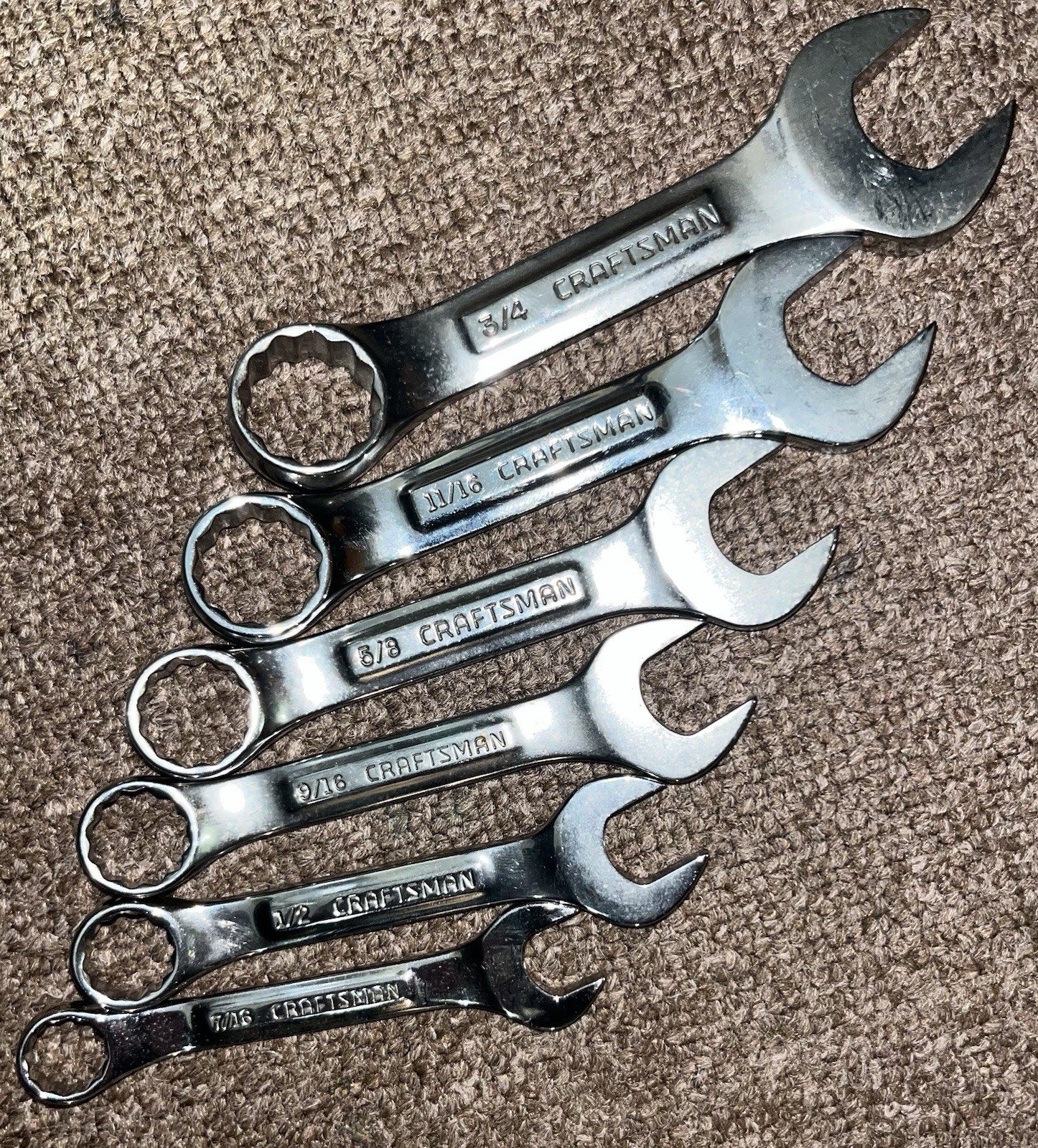Vintage Craftsman Professional VV 6pc Stubby Combination Wrench Set USA NEW