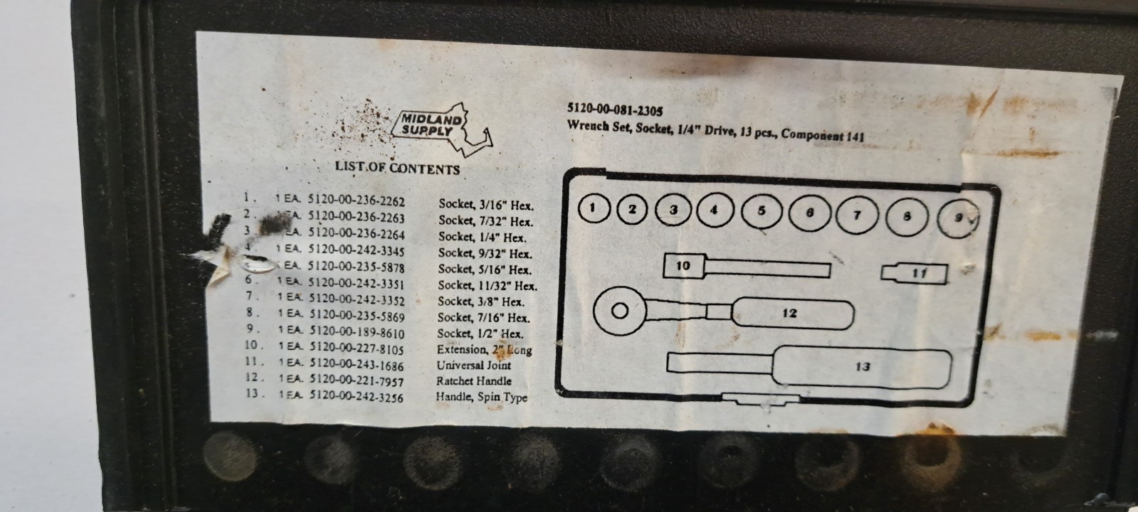 armstrong 1/4″ drive socket set 13 pcs 5120-00-081-2305 (51104)