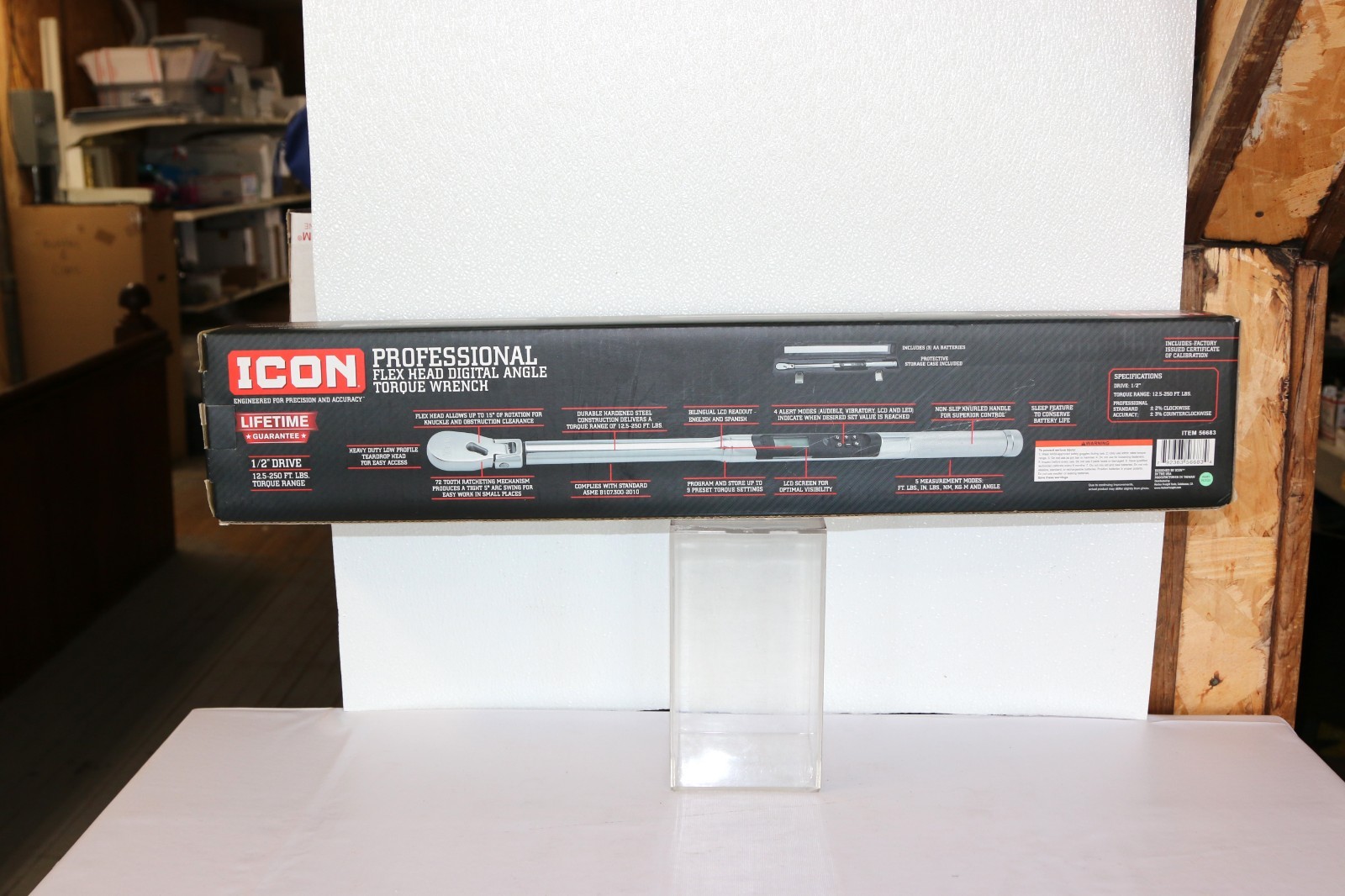 Icon 1/2″ Drive 50-250 Ft LBS Digital Flex Head Torque Wrench DATW12-250 w/ Case