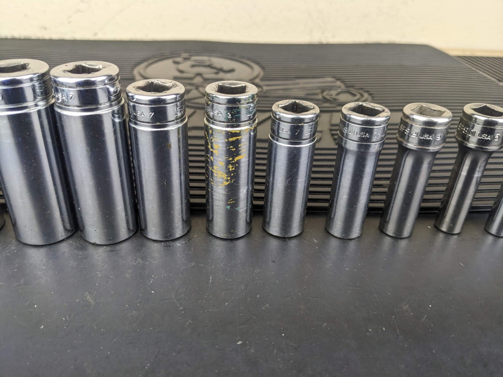 #bb702 Snap-On Tools Socket Set 211SFSY 3/8″ drive 6 Point Deep 1/4″ to 7/8″