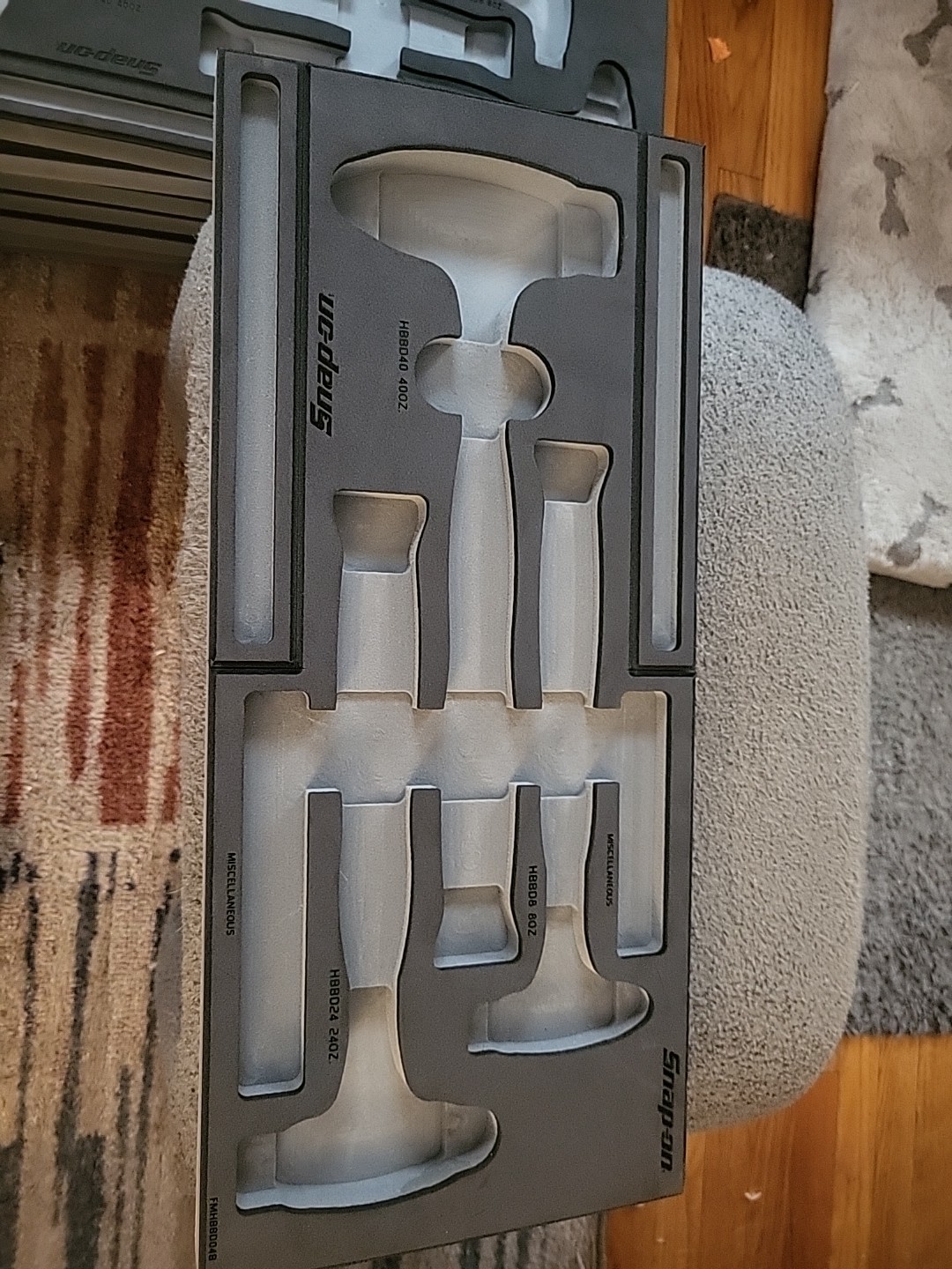 SNAP ON Tools fmhbbd04b FOAM Gray 8oz,24oz,40oz Dead Blow Hammers