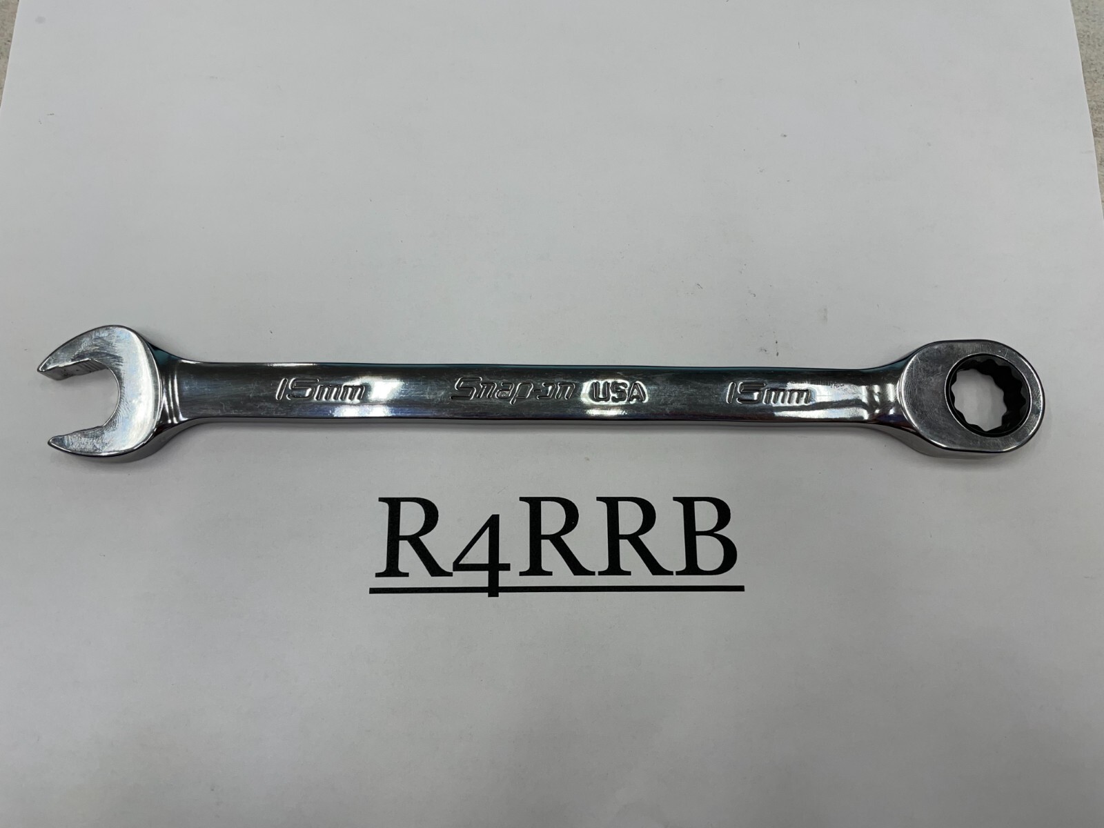 Snap-on Tools NEW 15mm Metric 0° Non-Reversing Ratcheting Combo Wrench SOXRM15