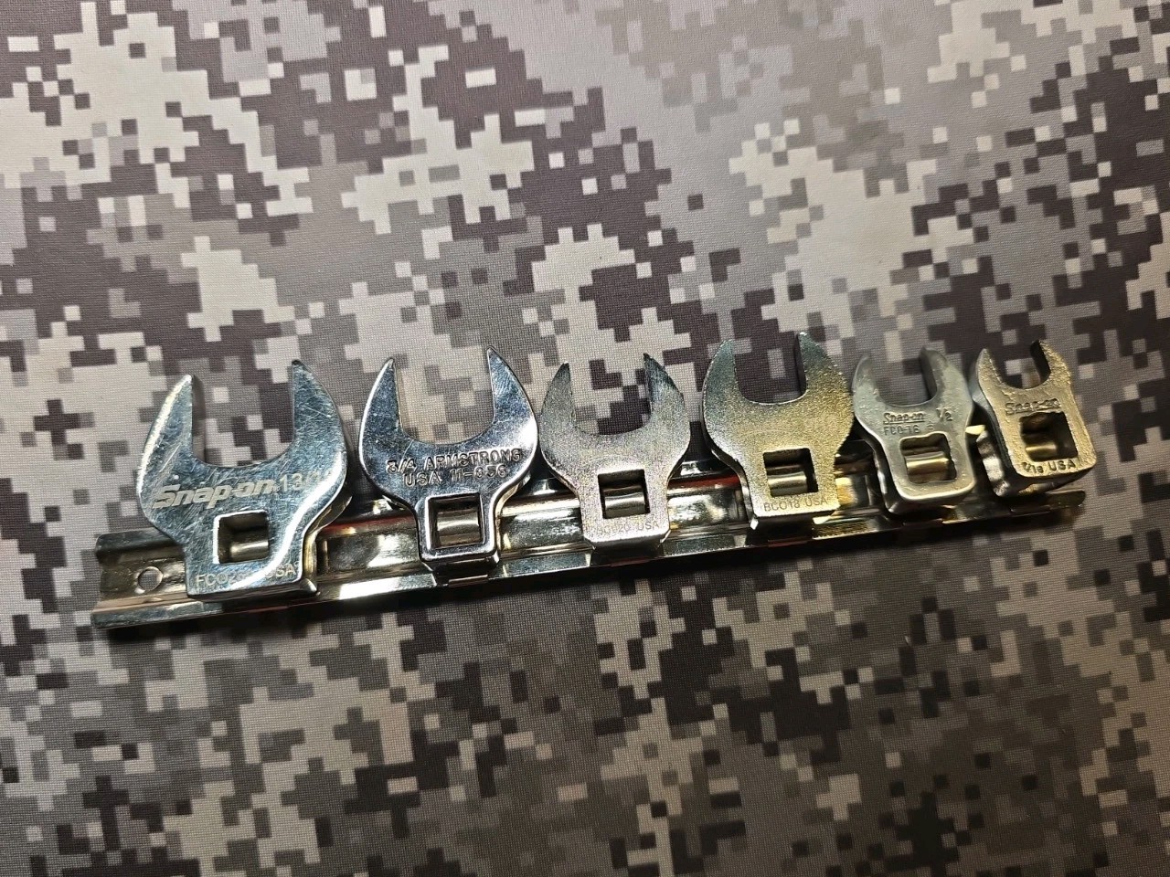 SNAP-ON ARMSTRONG WILLIAMS SAE CROW FOOT SET 7/16 1/2 9/16 5/8 3/4 AND 13/16″